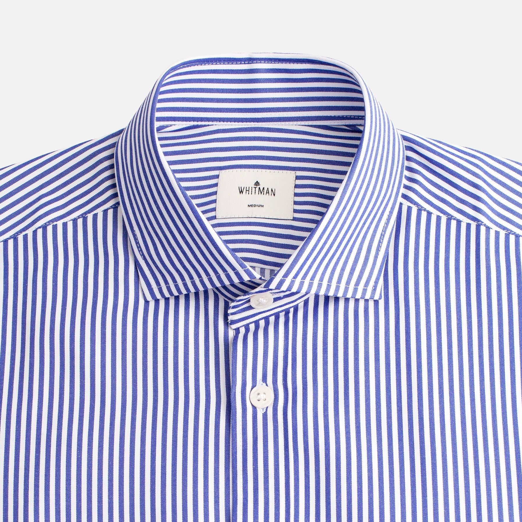 camisa a rayas para hombre Whitman en lino azul y blanco