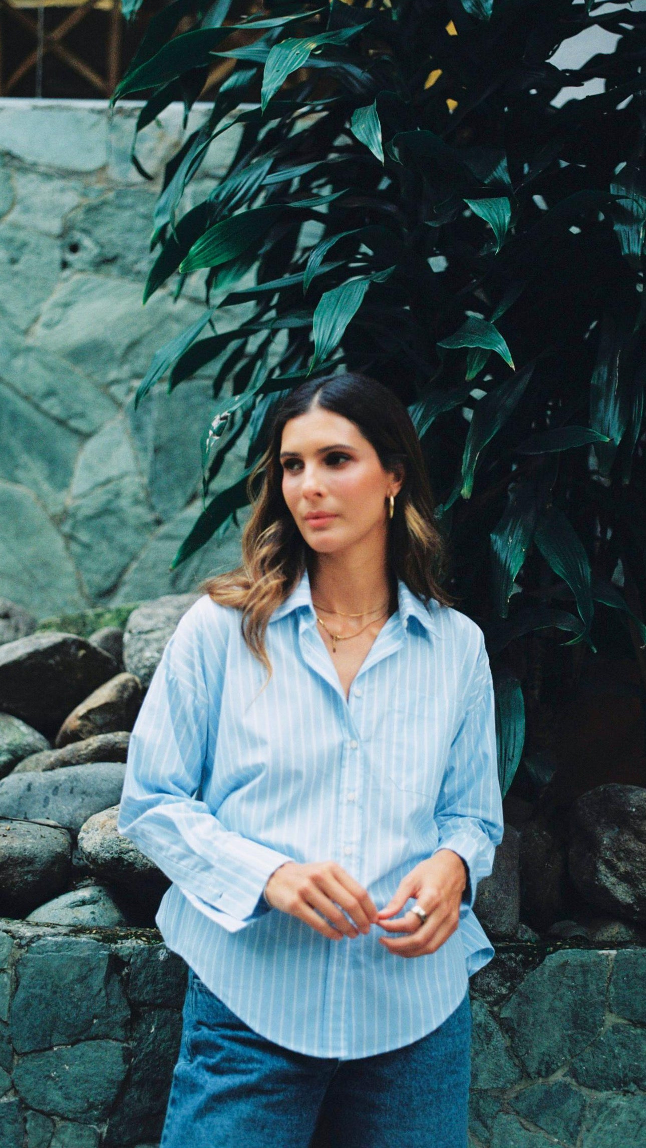 Camisa M Antonella Rayas GRD Azul Claro