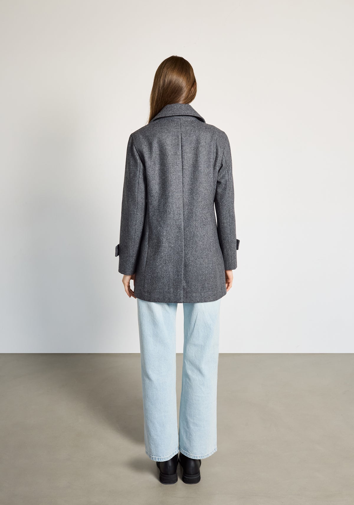 Abrigo M Madeleine Lana Gris Med