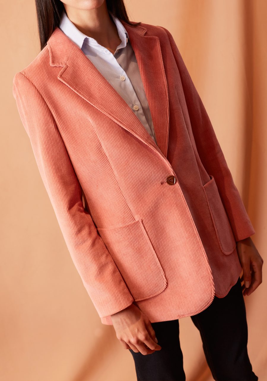 Blazer Poet Estructurado Pana Rosado