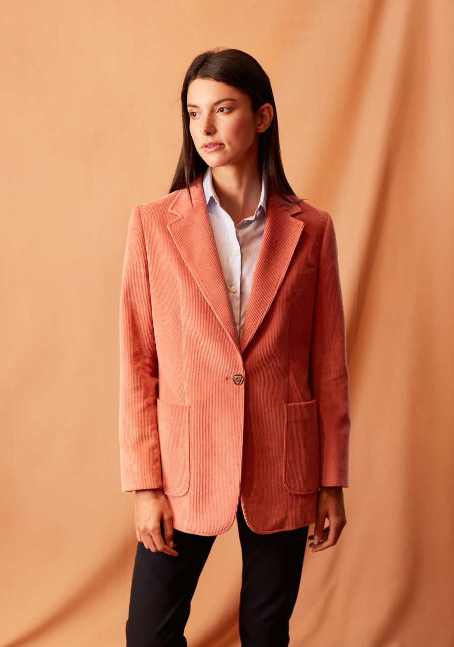 Blazer Poet Estructurado Pana Rosado