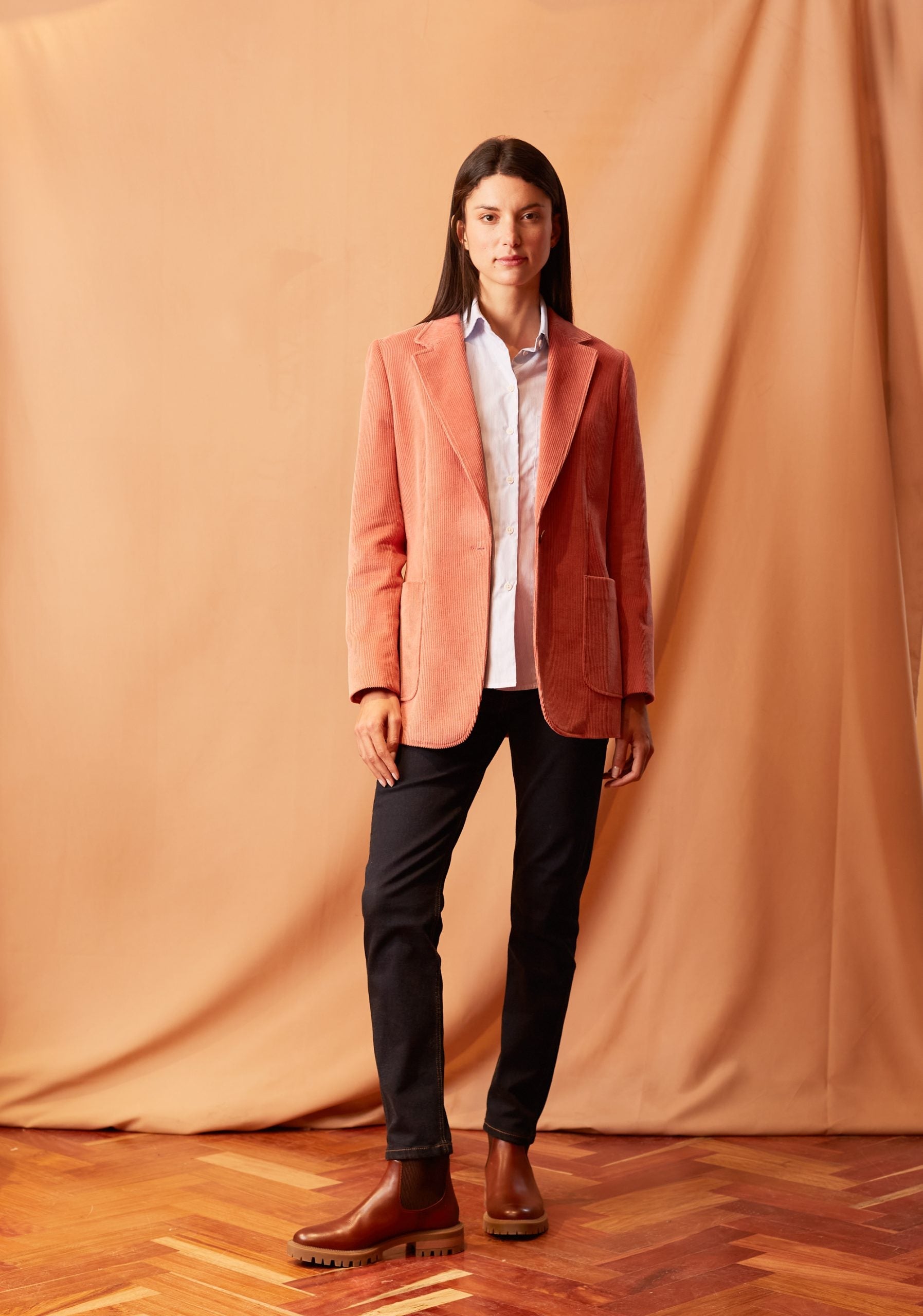 Blazer Poet Estructurado Pana Rosado