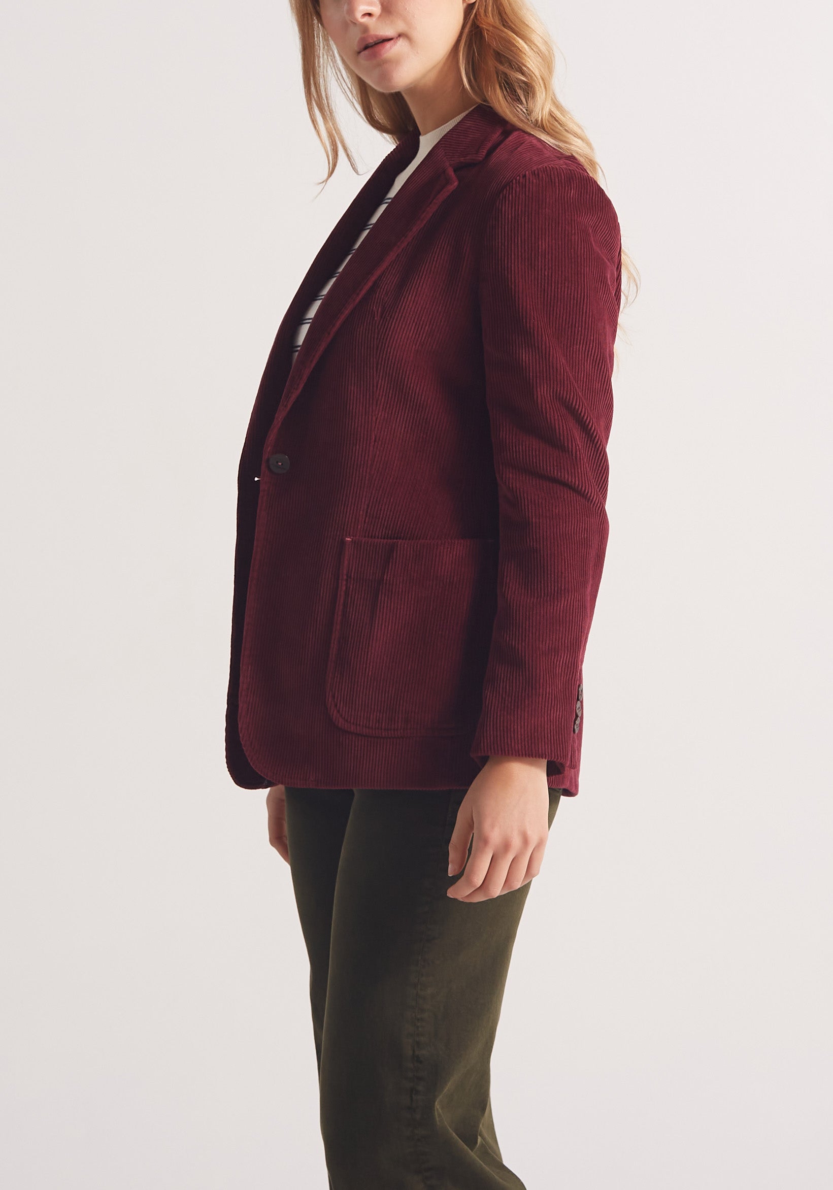 Blazer Poet Estructurado Pana Vino Tinto