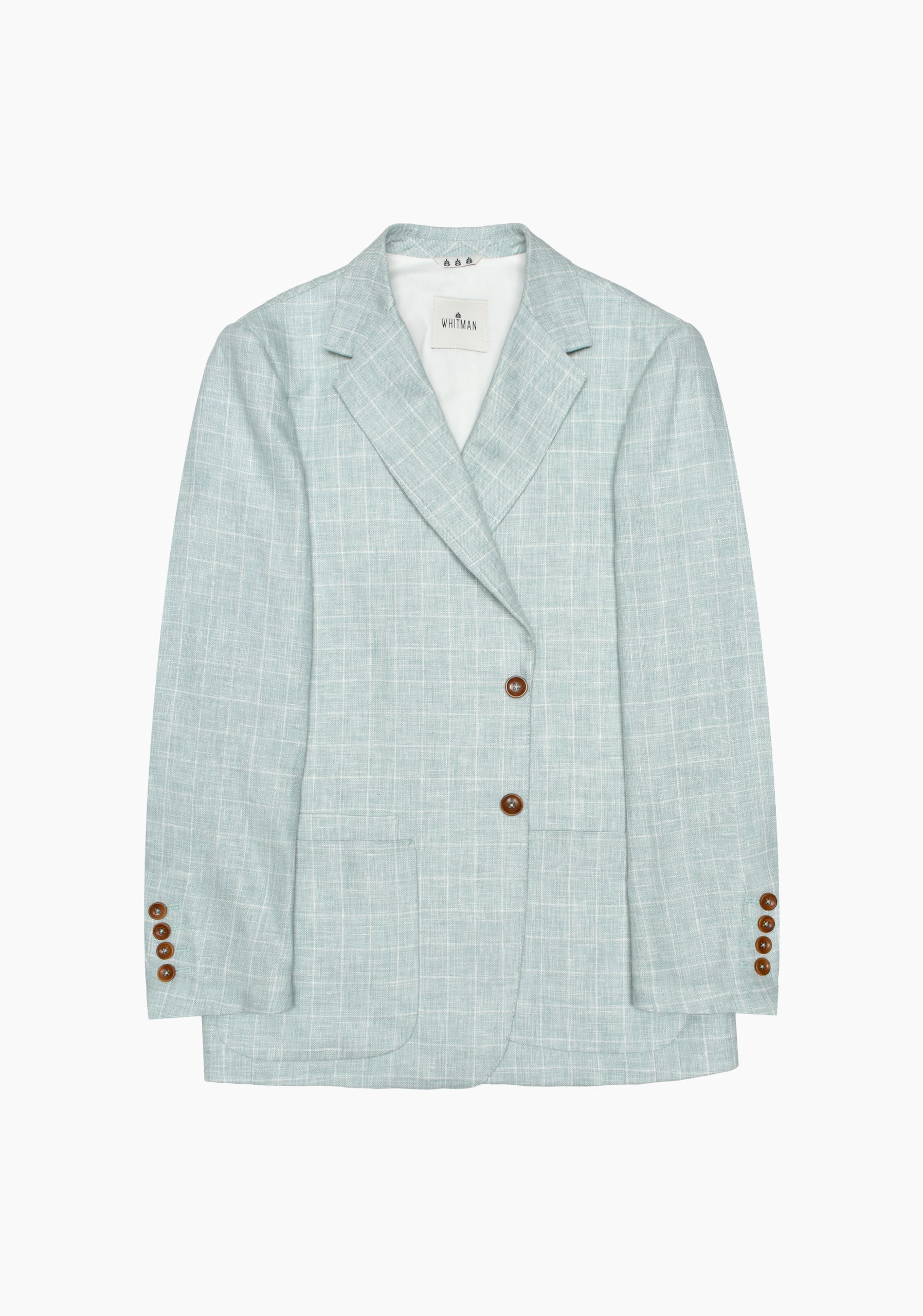 Blazer Lino Jaipur Cuadros Verde Menta