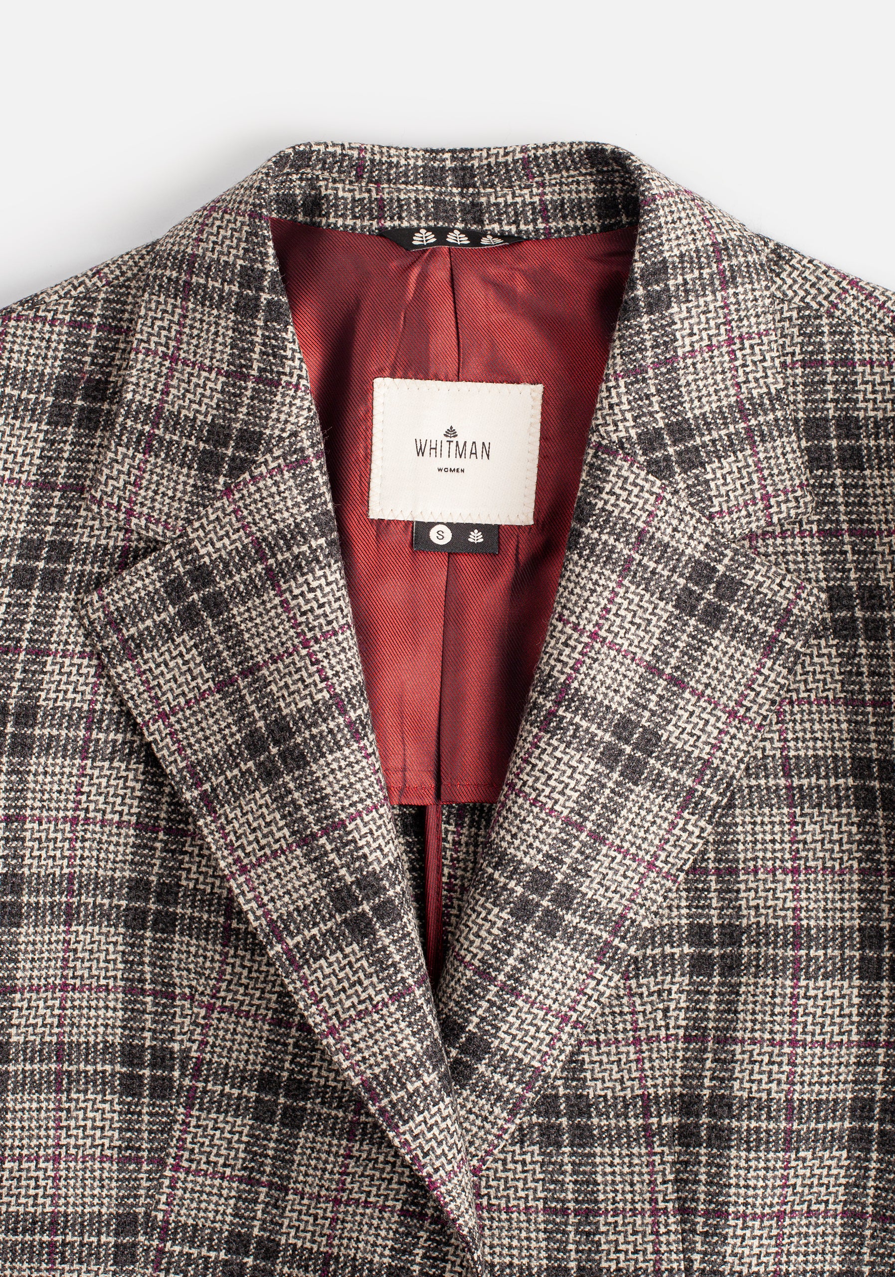 Blazer M Agatha Lana Cuadros Gris - Vino