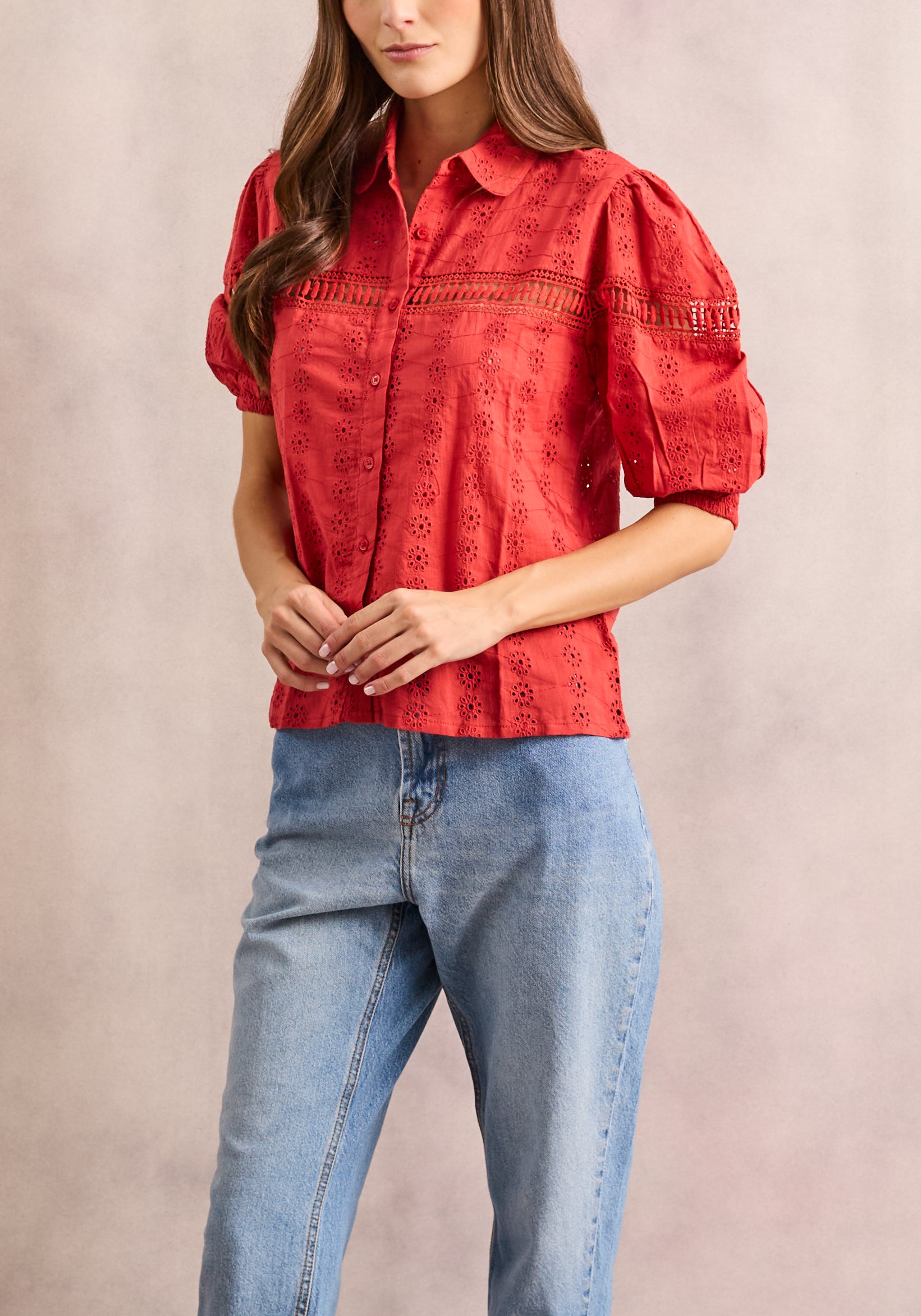 Blusa Agra Manga Corta Terracota