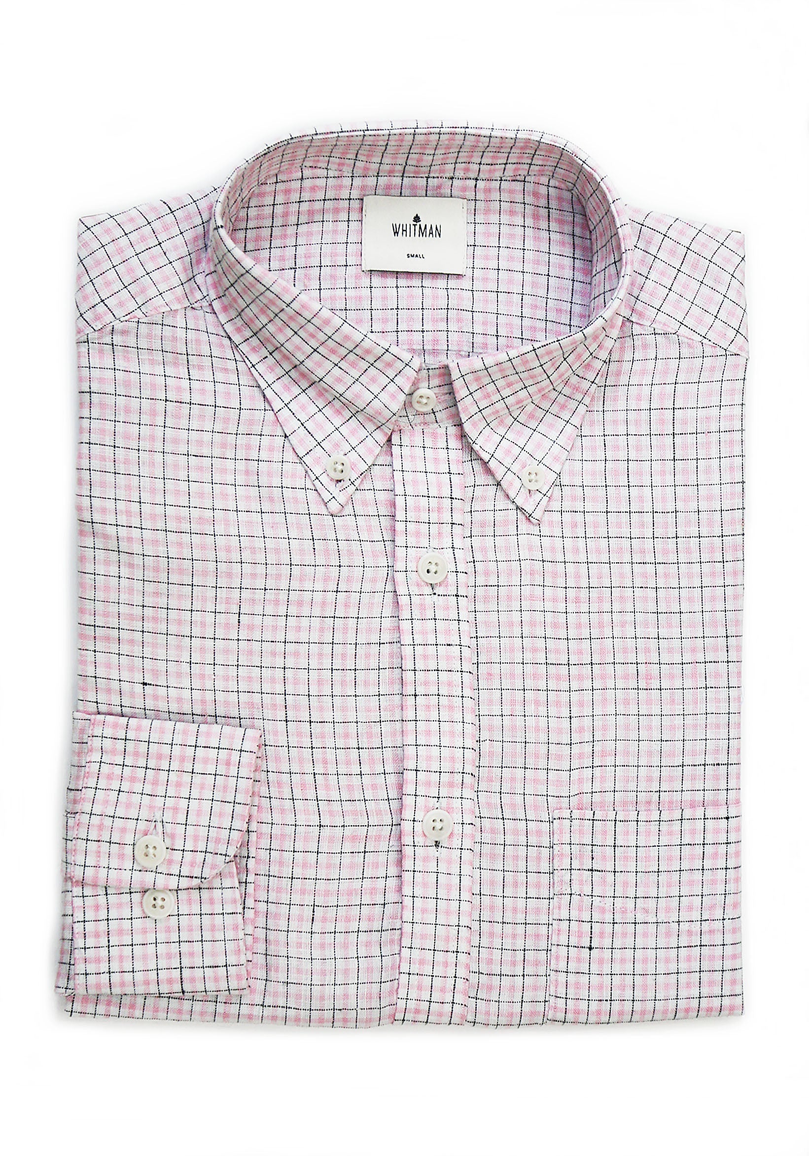 Camisa Lino CBD Cuadros Blanco-Rosado - Negro