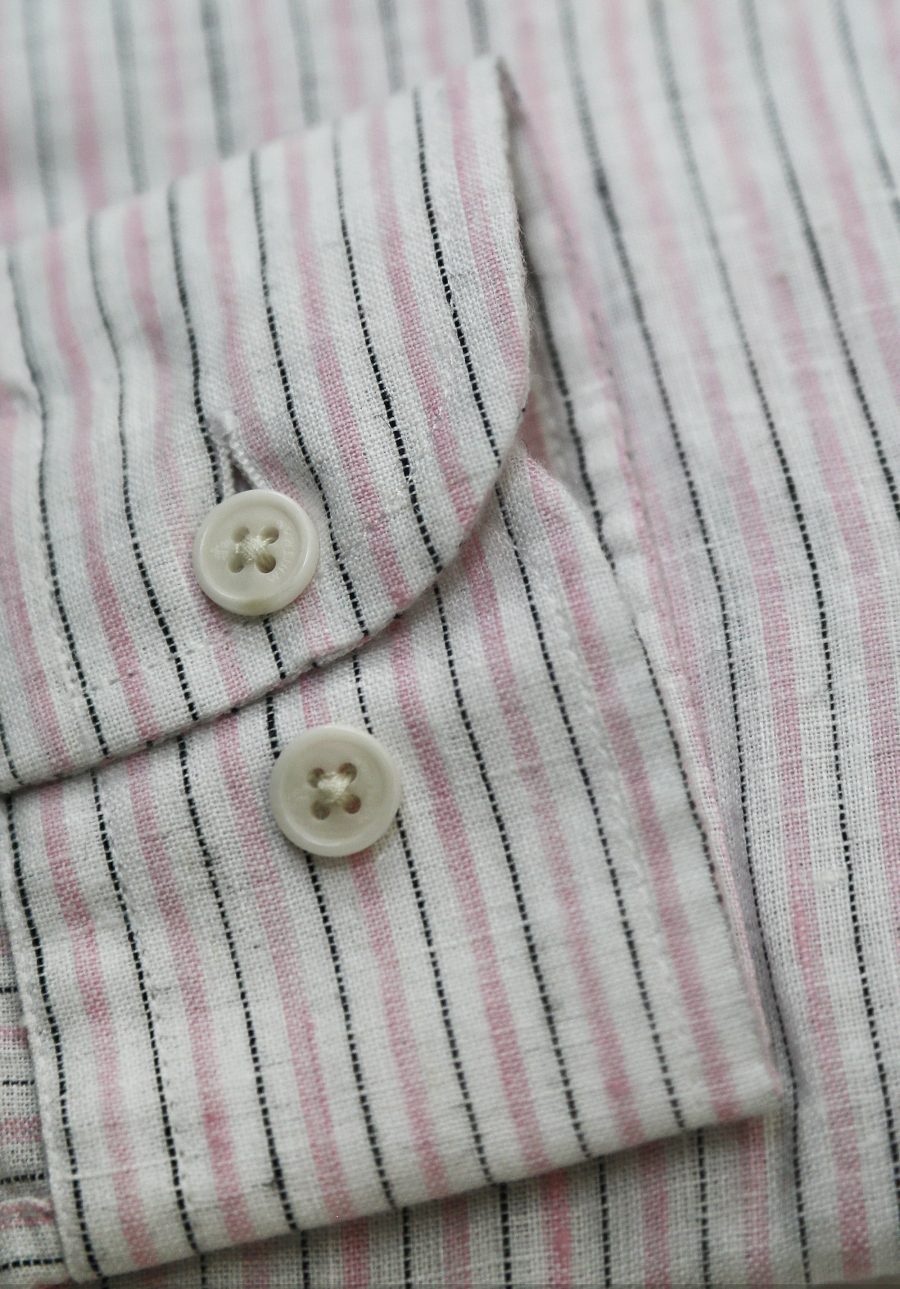 Camisa Lino CBD Líneas Blanco-Rosado