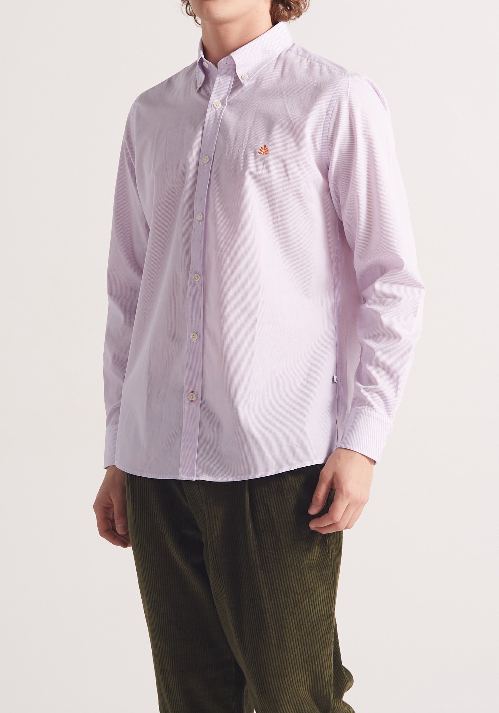 Camisa Whitman Líneas Delgadas Lila-Blanco