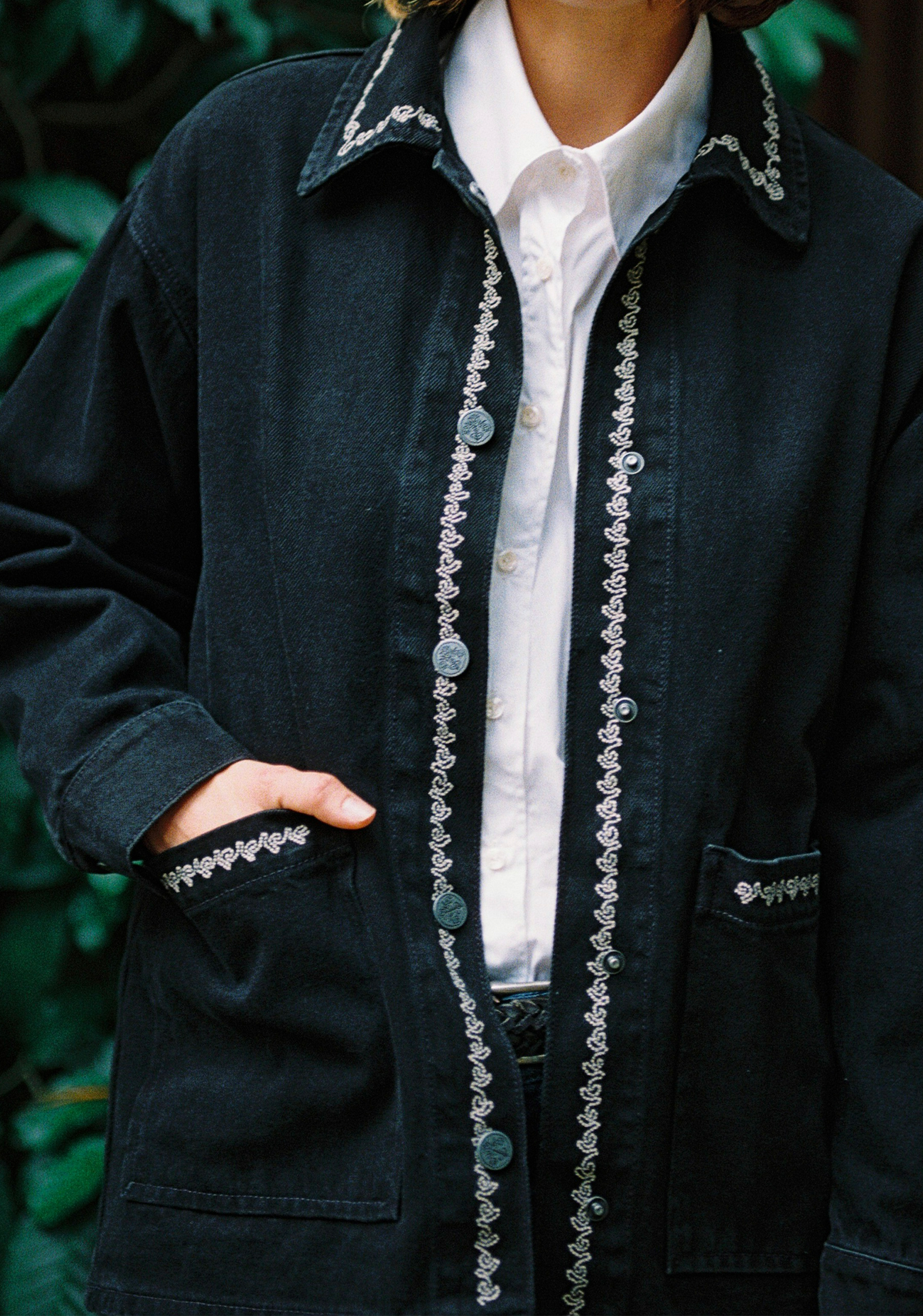 Chaqueta M Violetta Denim Bord. Negro