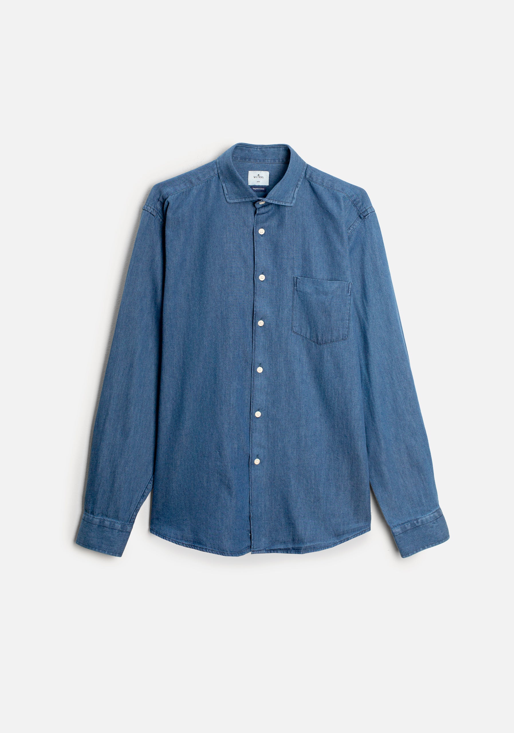 camisa azul hombre Whitman Lancaster algodón orgánico índigo utilitaria