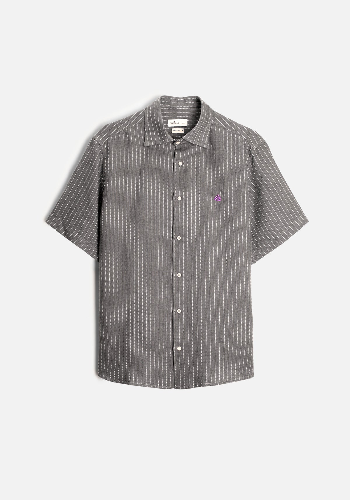 Camisa H CI Lino Varelli L-Mor Gris Rayas Blancas-1