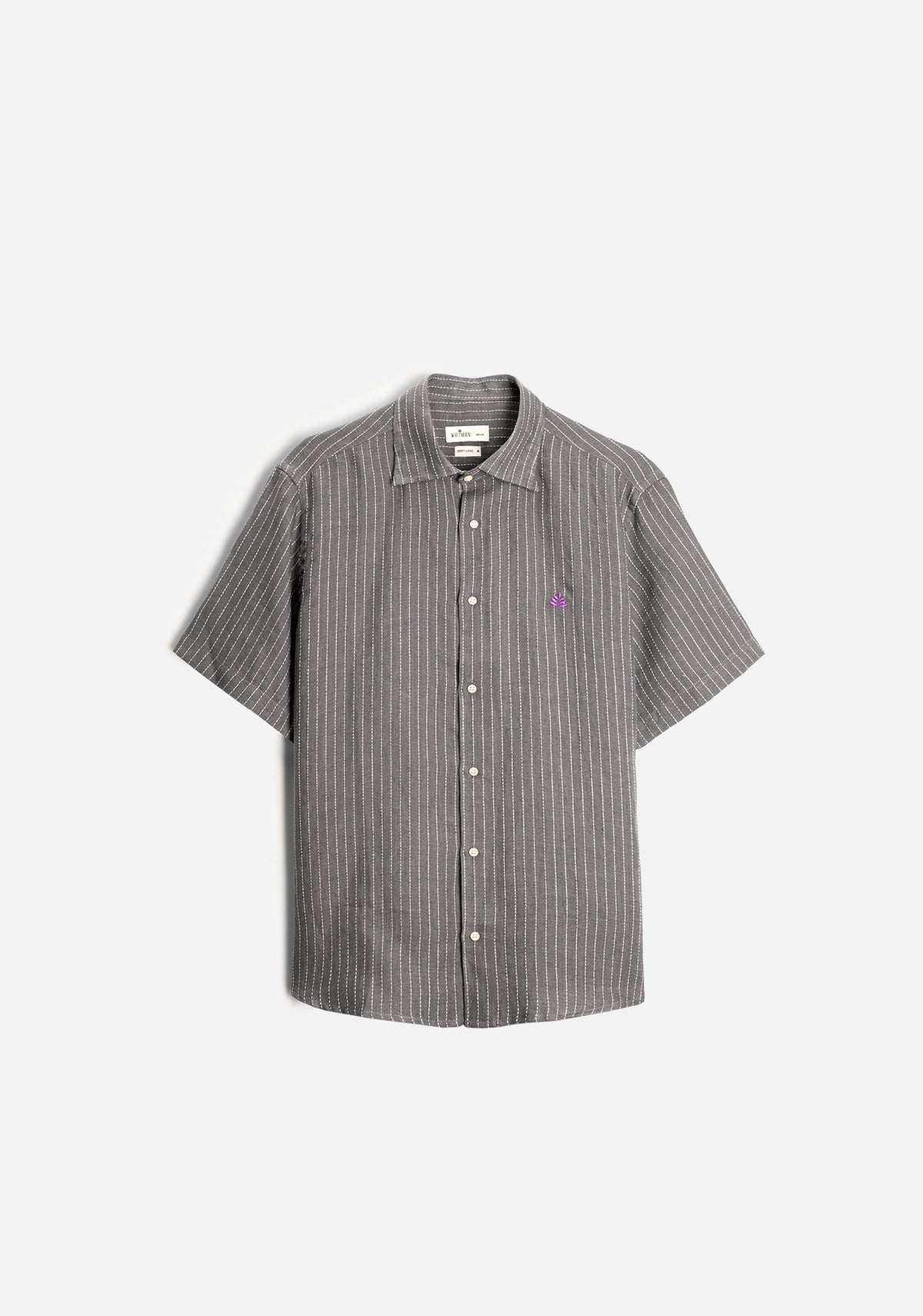 Camisa H CI Lino Varelli L-Mor Gris Rayas Blancas