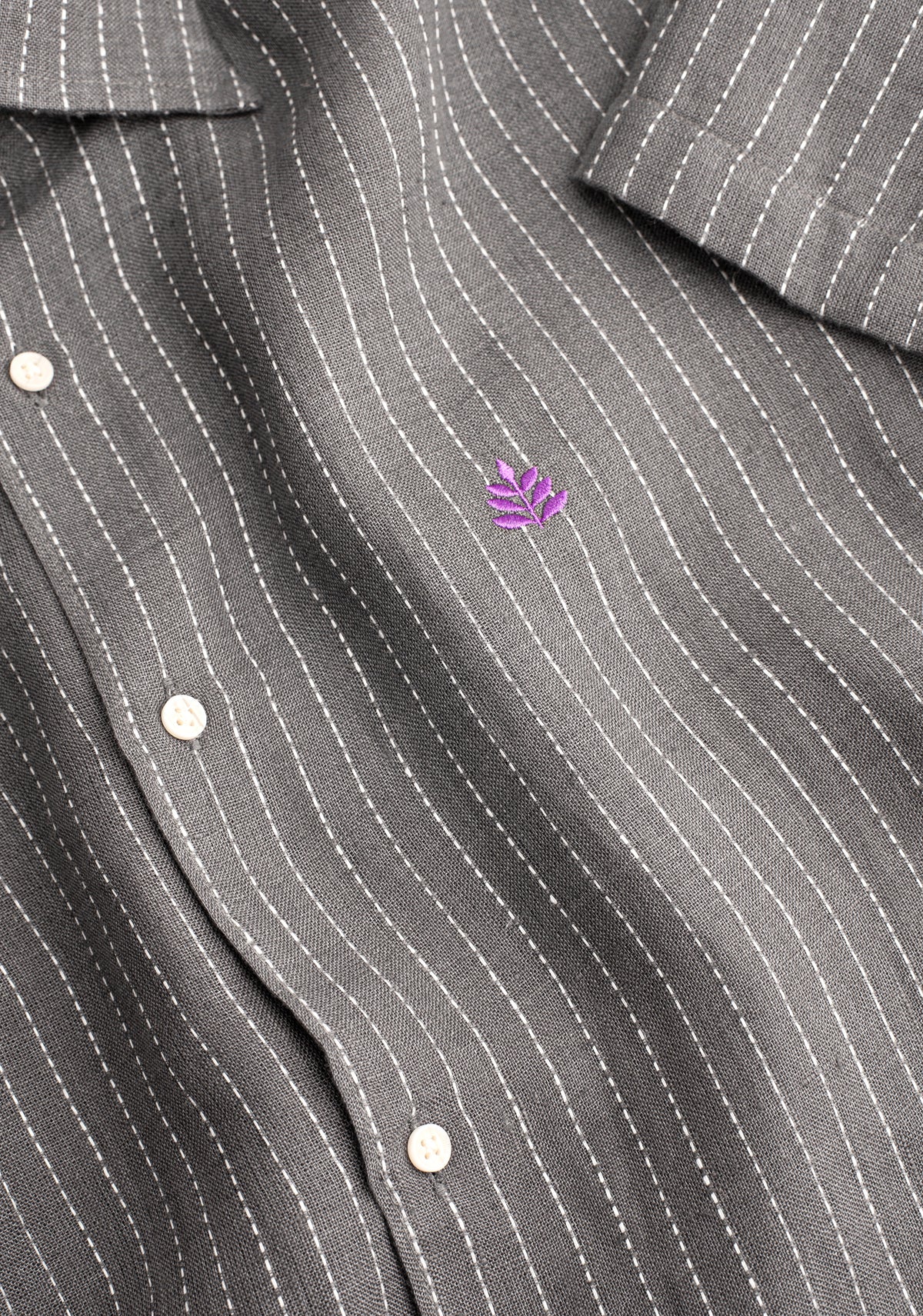Camisa H CI Lino Varelli L-Mor Gris Rayas Blancas-2
