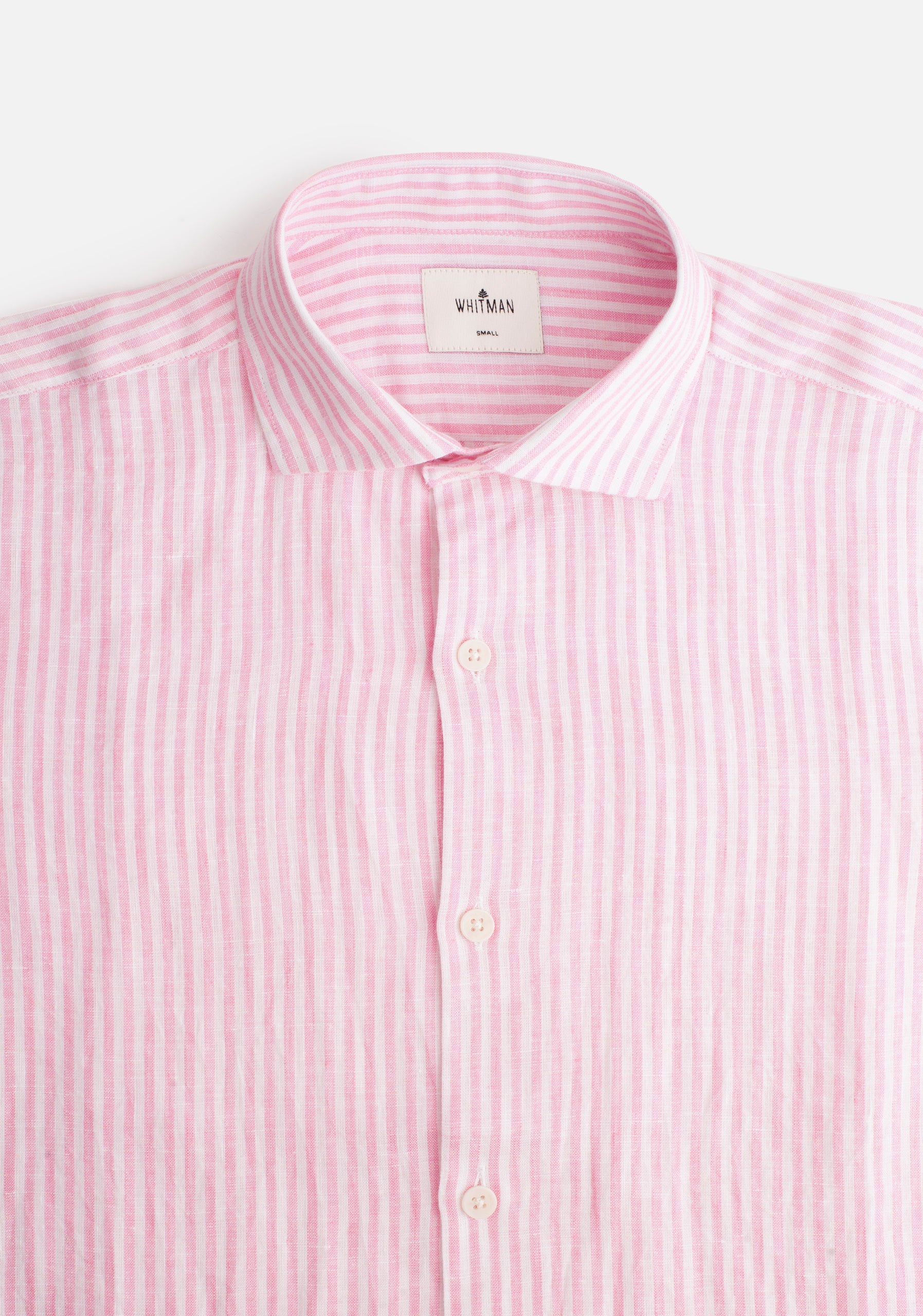 Camisa Canova Lino Cf Rayas Rosa - Blanco