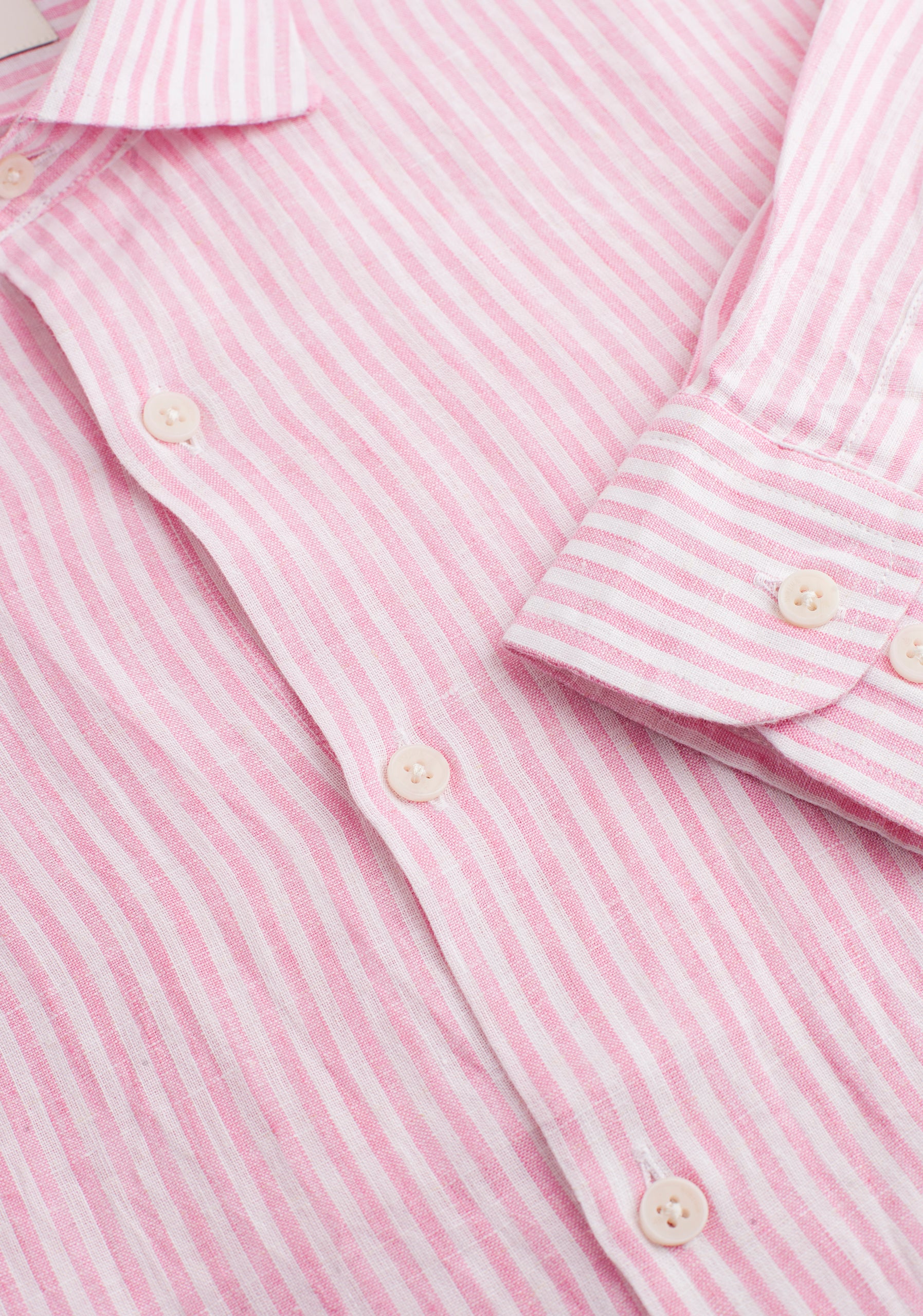 Camisa Canova Lino Cf Rayas Rosa - Blanco