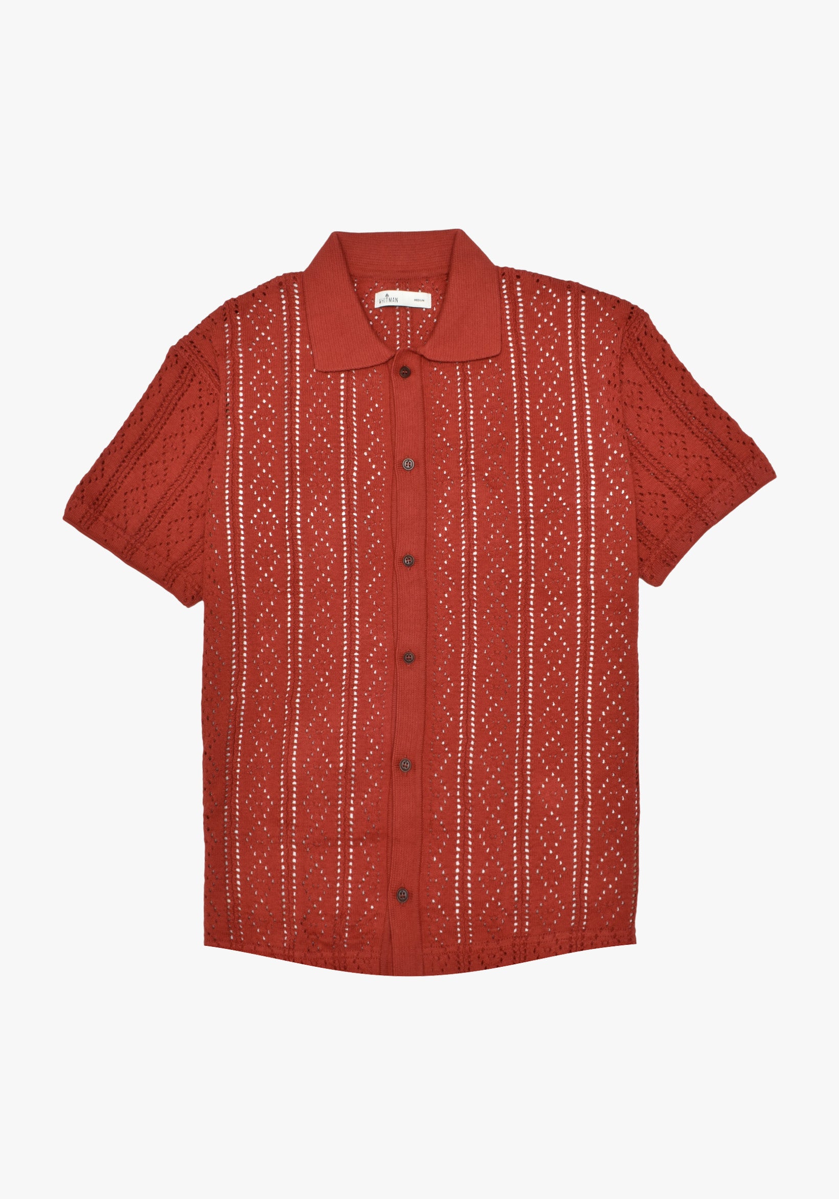 Camisa Cubana Tejida Abierta Terracota