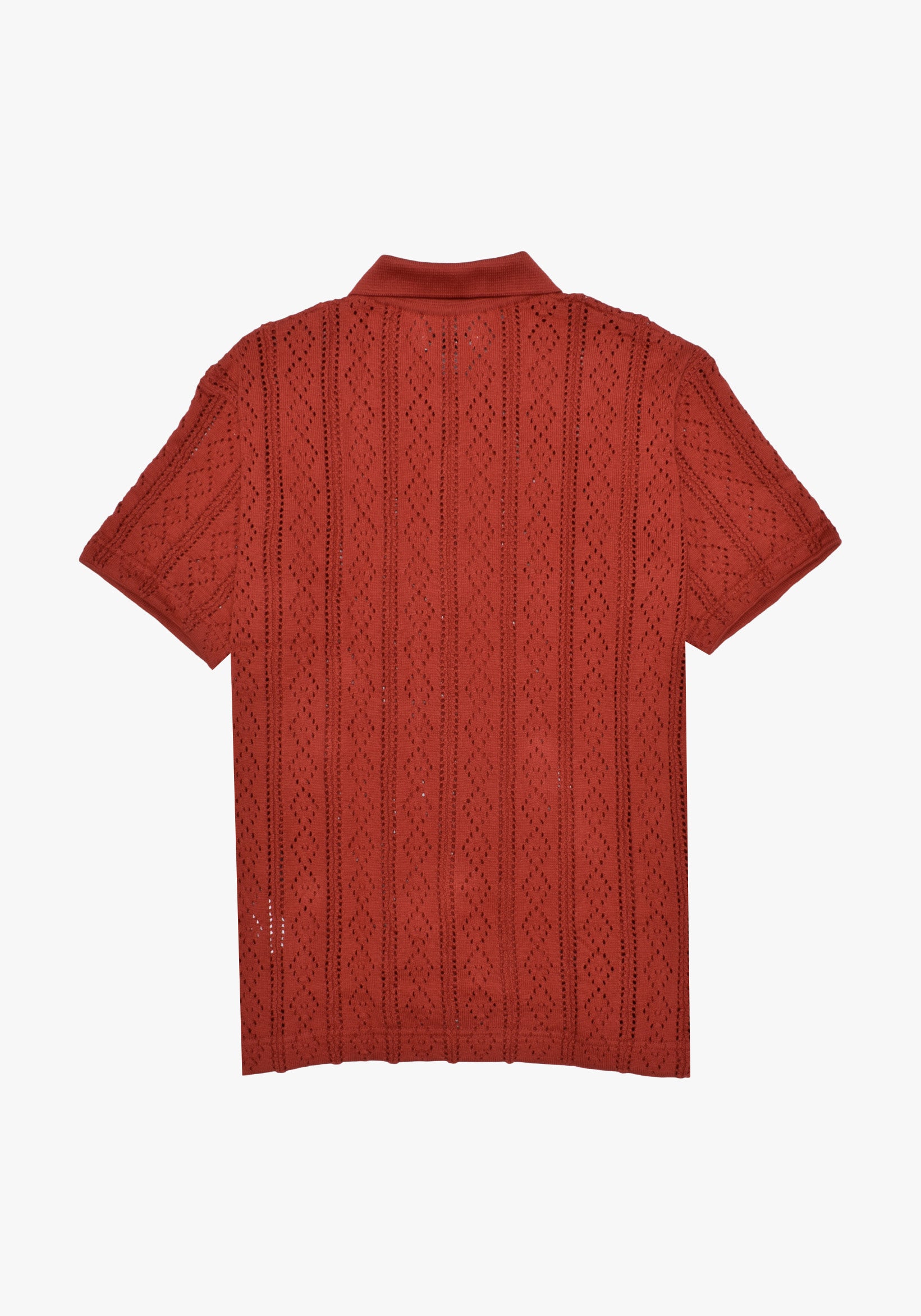 Camisa Cubana Tejida Abierta Terracota