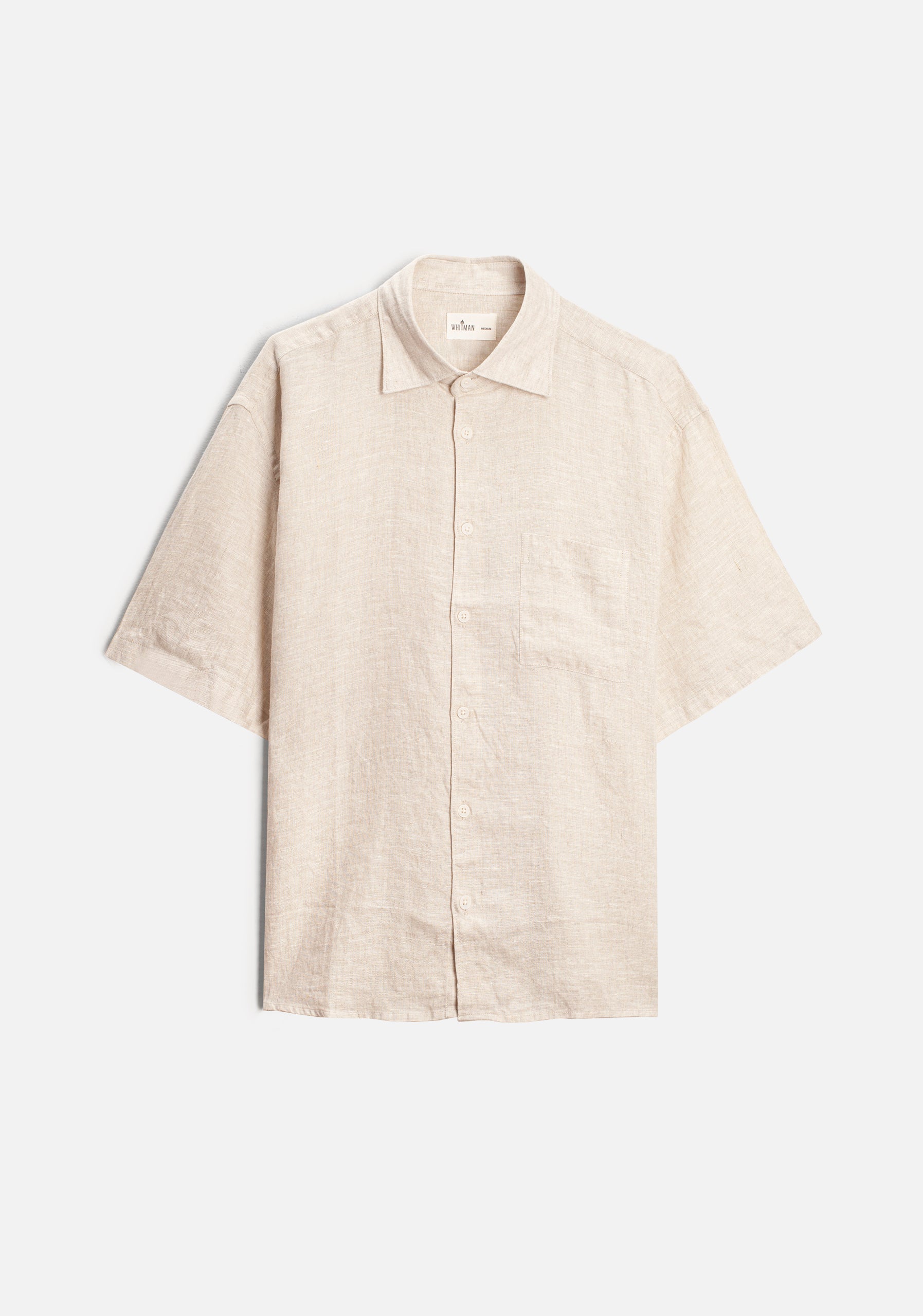 Camisa H Boxy Lino Unicolor Bols Avena