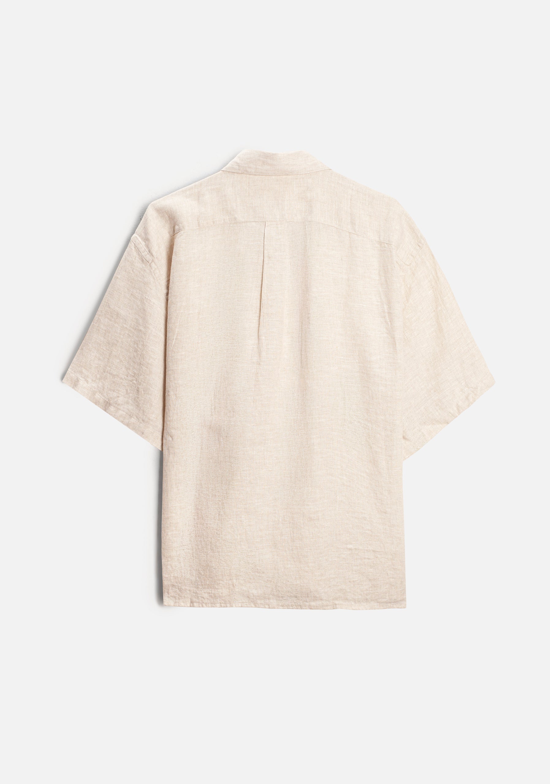 Camisa H Boxy Lino Unicolor Bols Avena