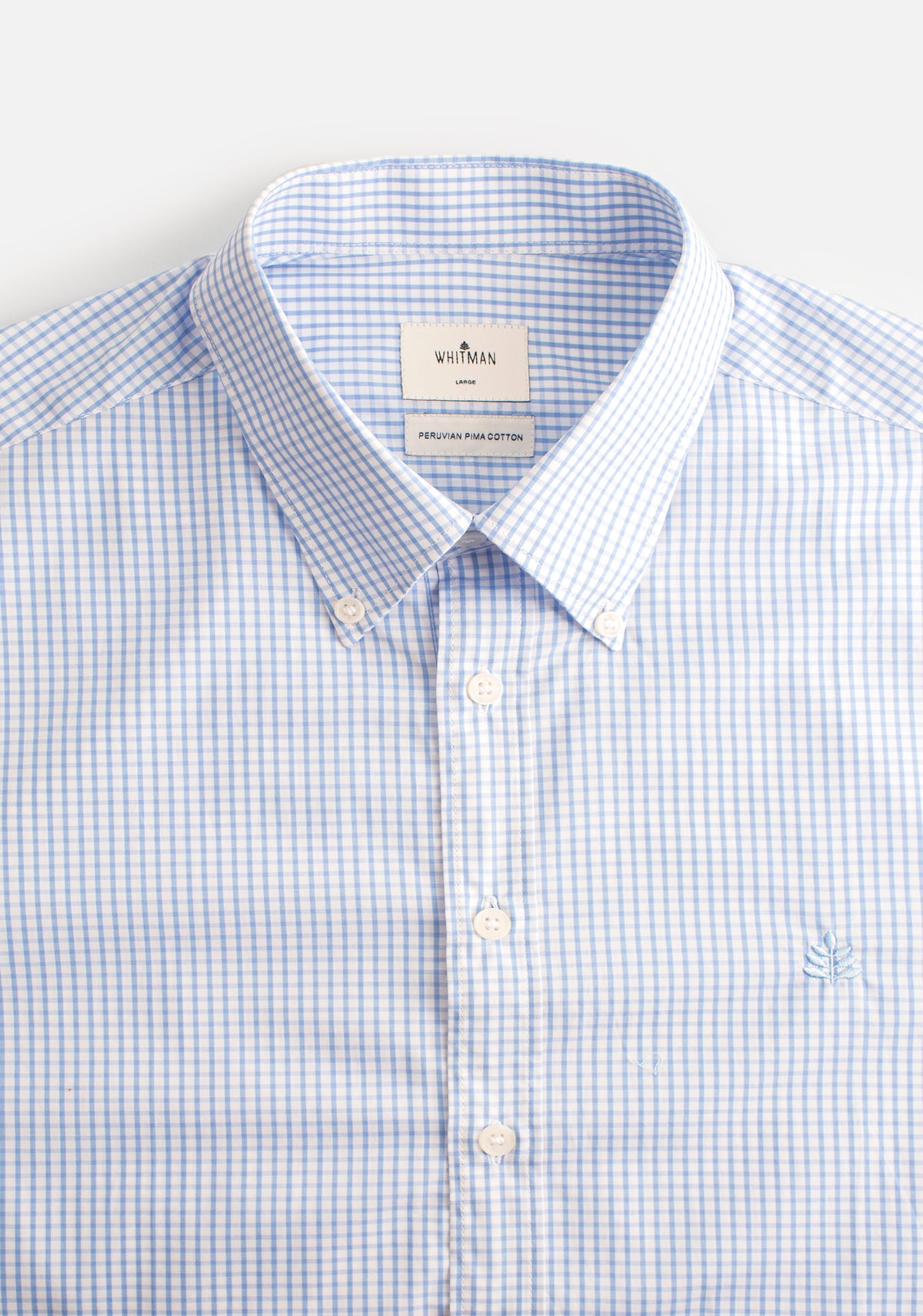Camisa para hombre color azul claro 100% algodón detalle cuello