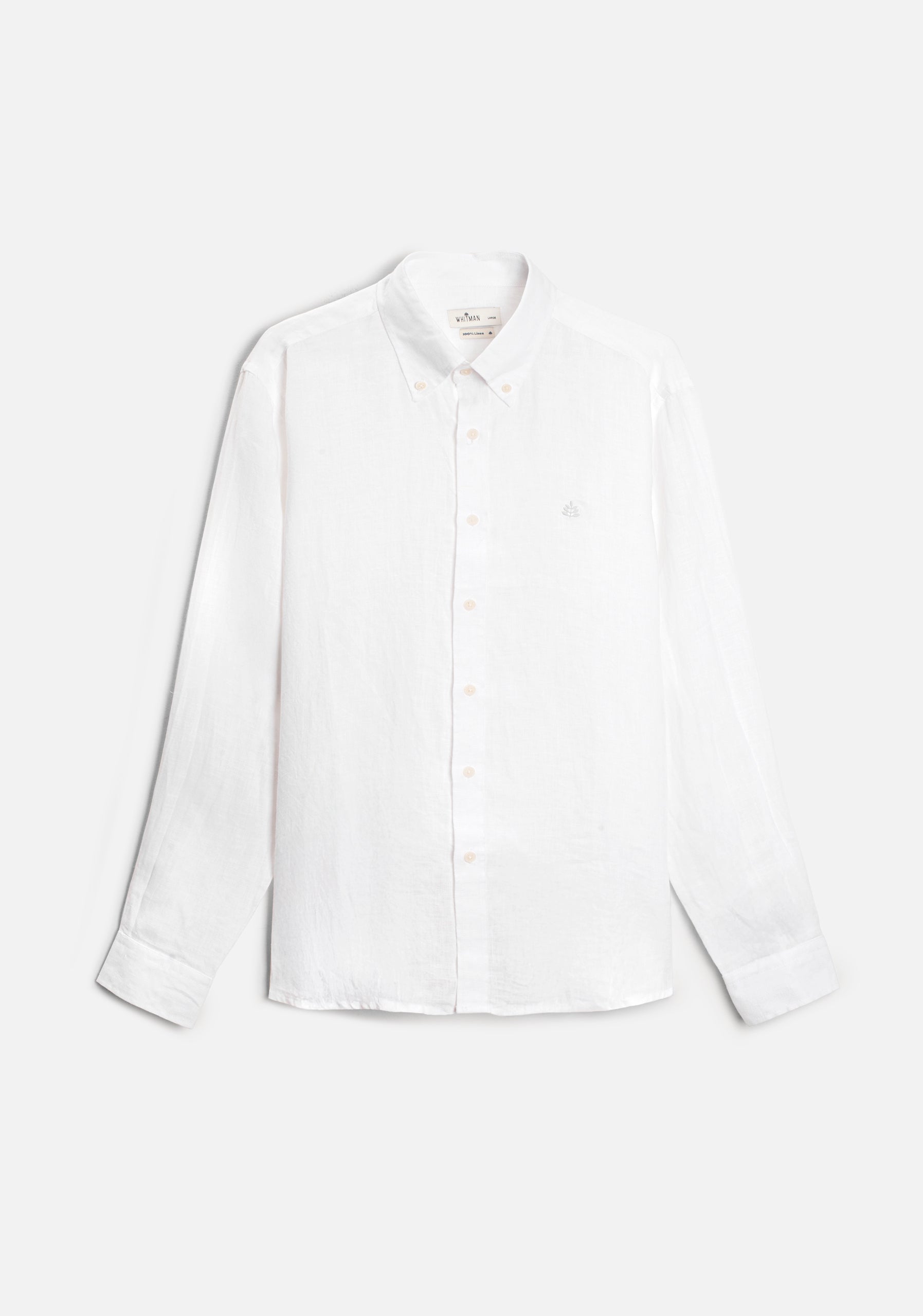 Camisa para hombre 100% lino hipoalergénico color blanco vista frontal