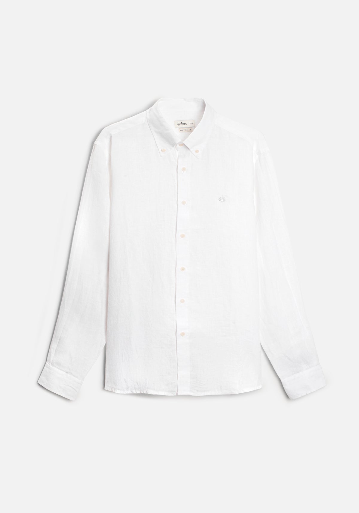 Camisa para hombre 100% lino hipoalergénico color blanco vista frontal