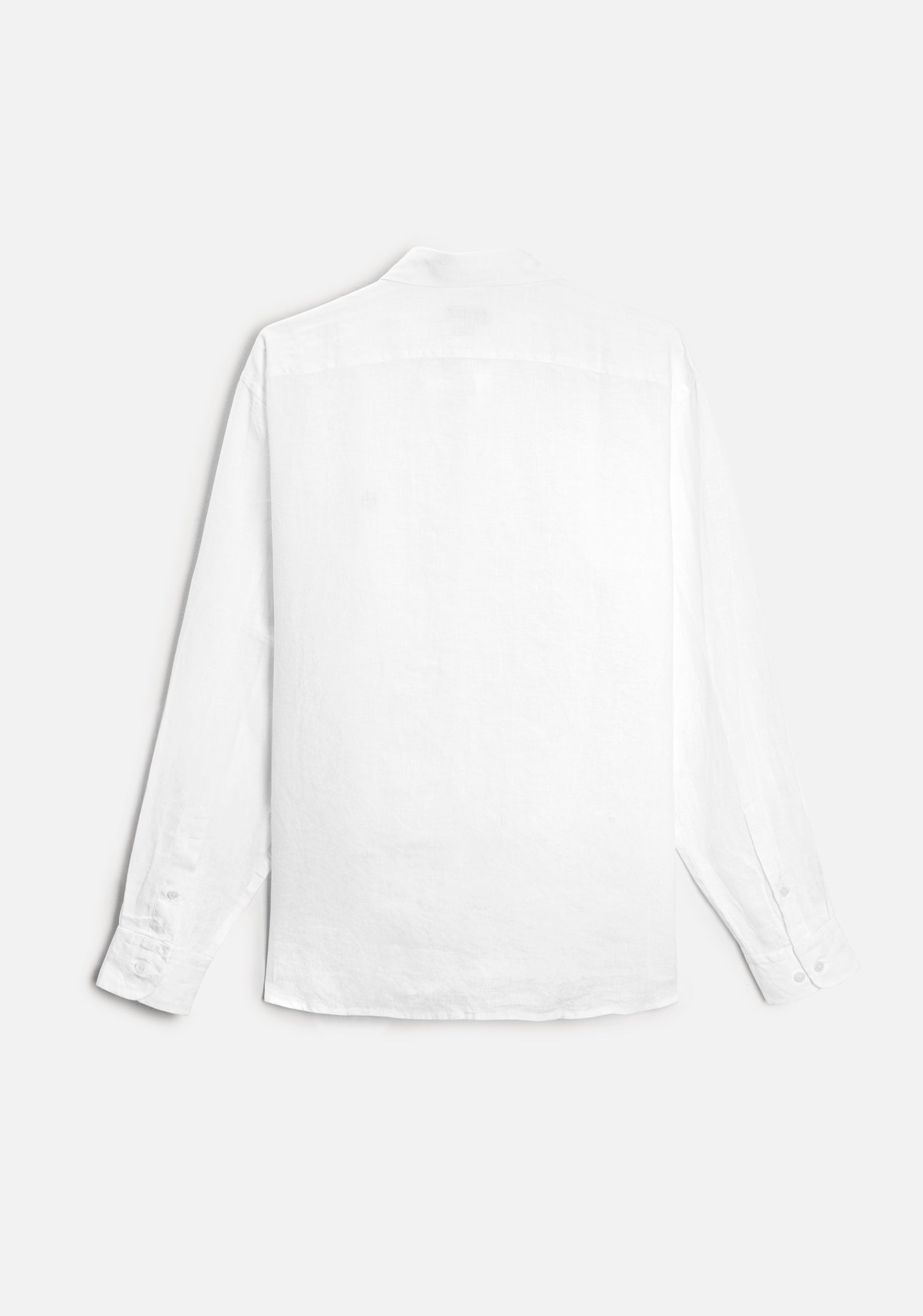 Camisa para hombre 100% lino hipoalergénico color blanco vista posterior