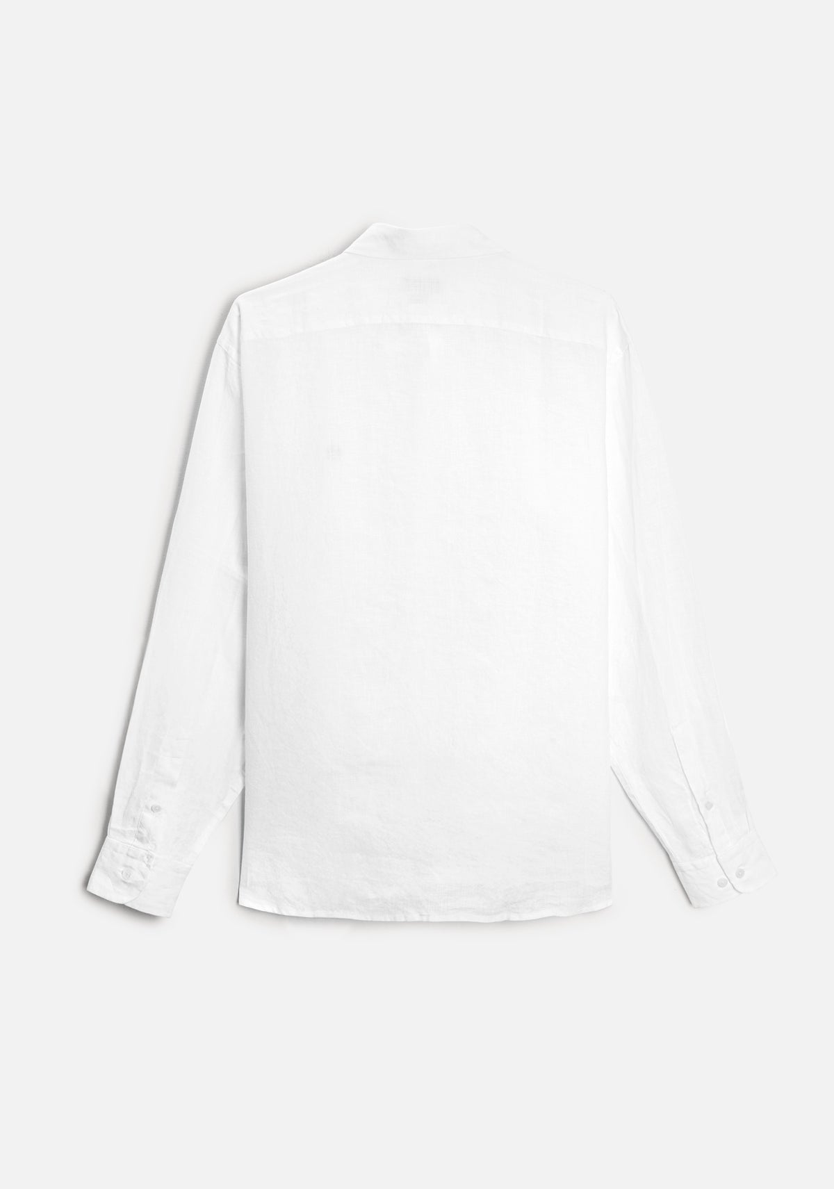 Camisa para hombre 100% lino hipoalergénico color blanco vista posterior