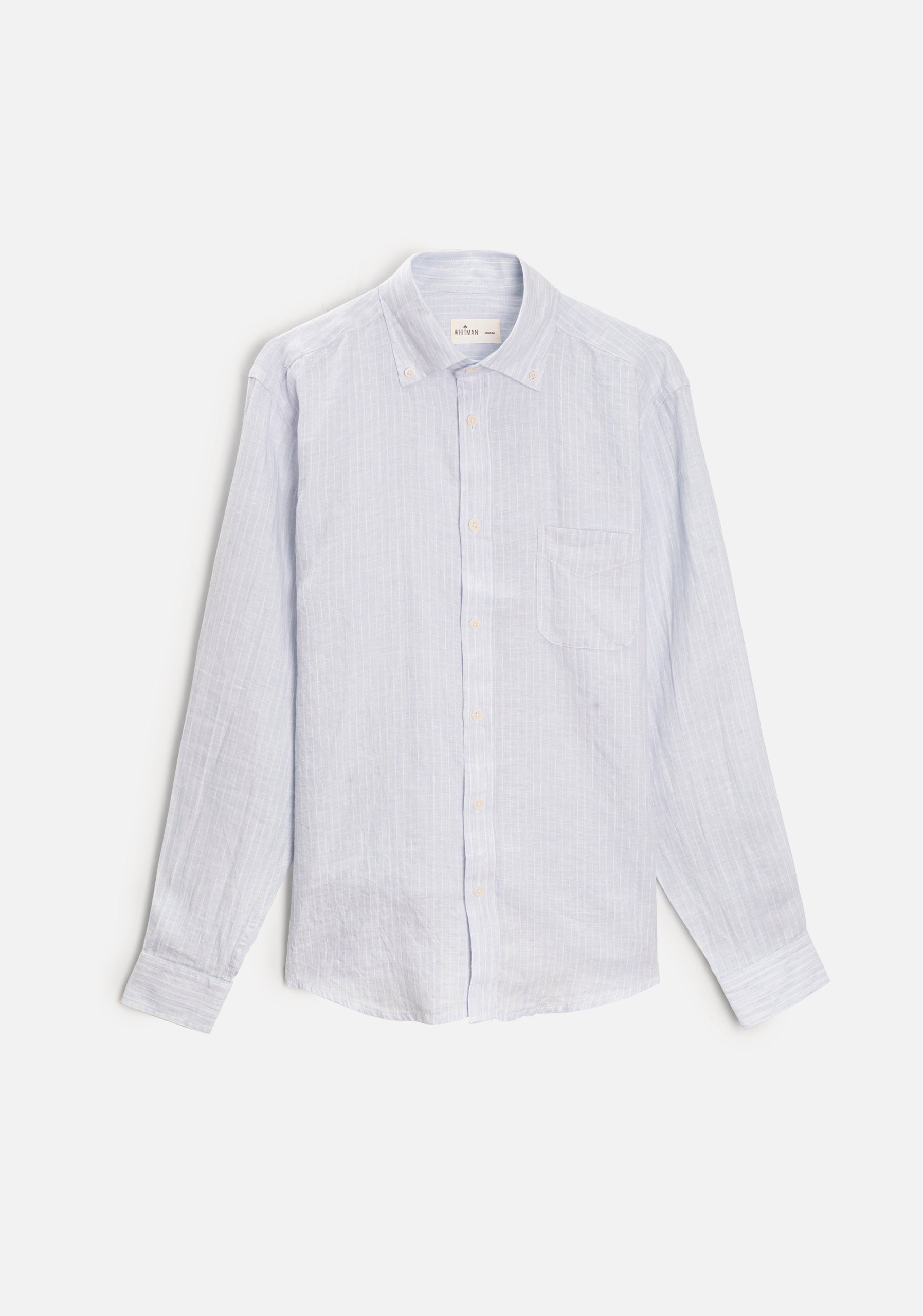 Camisa H CBD Lino Rayas Med Bols Gris Claro - Blanco