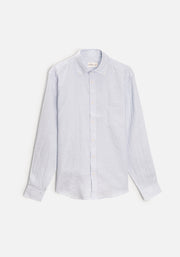 Camisa H CBD Lino Rayas Med Bols Gris Claro - Blanco
