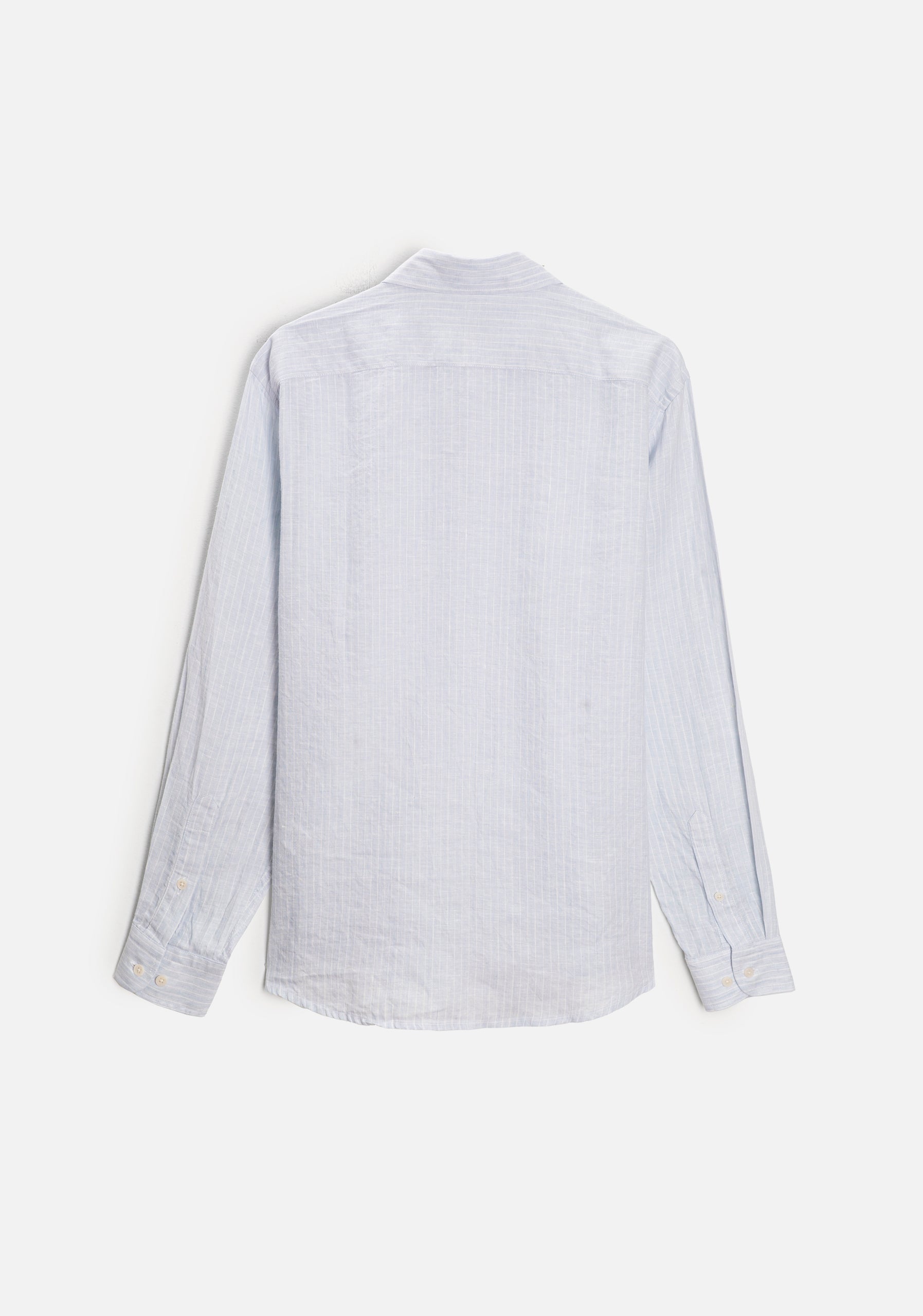 Camisa H CBD Lino Rayas Med Bols Gris Claro - Blanco