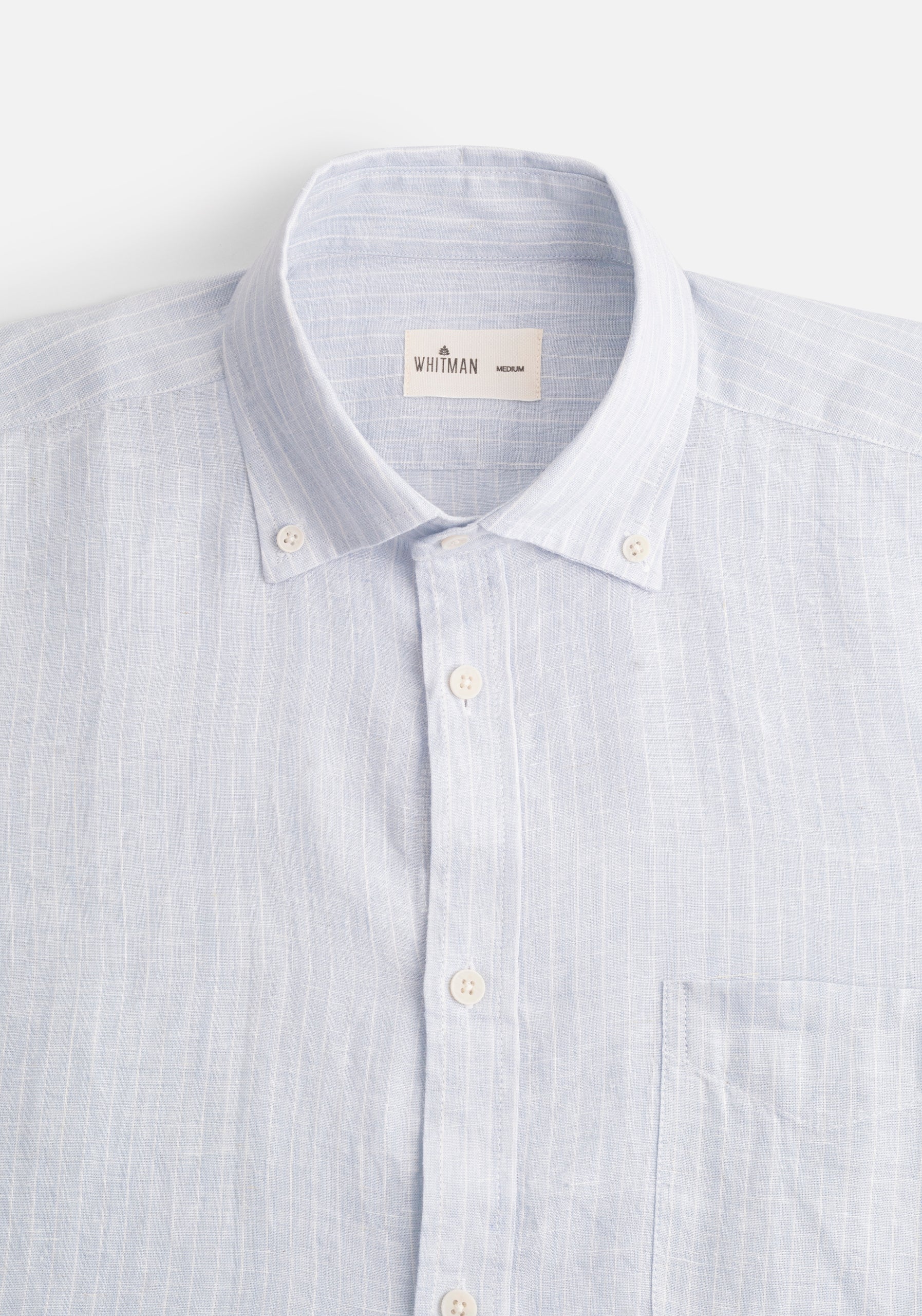 Camisa H CBD Lino Rayas Med Bols Gris Claro - Blanco