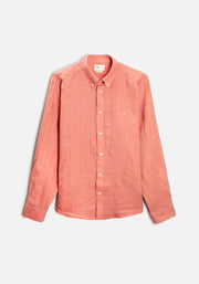 Camisa H CBD Lino Unicolor Palo De Rosa L-Atn