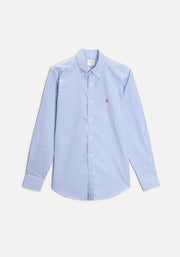 Camisa para hombre a rayas color azul de 100% algodón