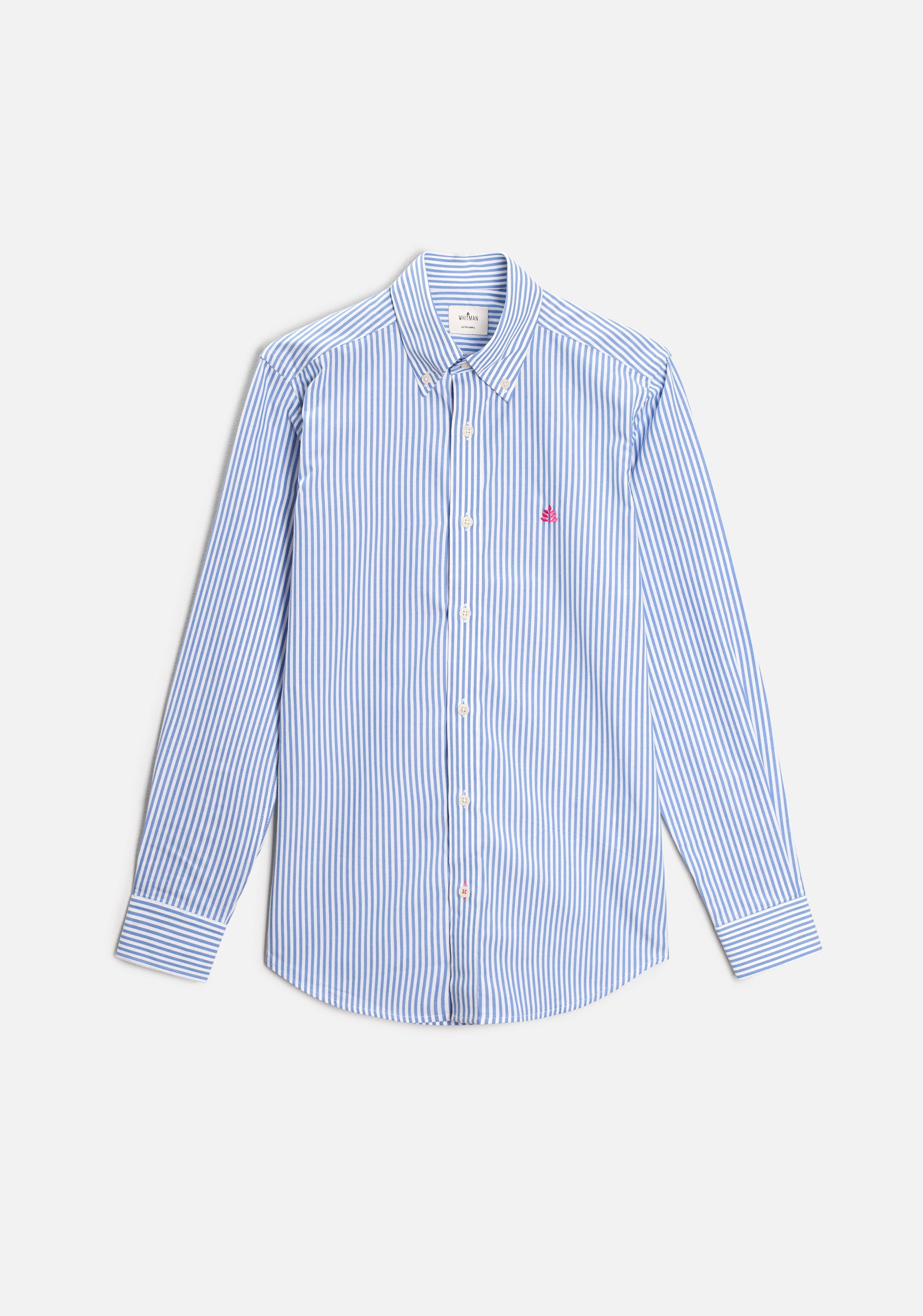 Camisa para hombre a rayas color azul de 100% algodón