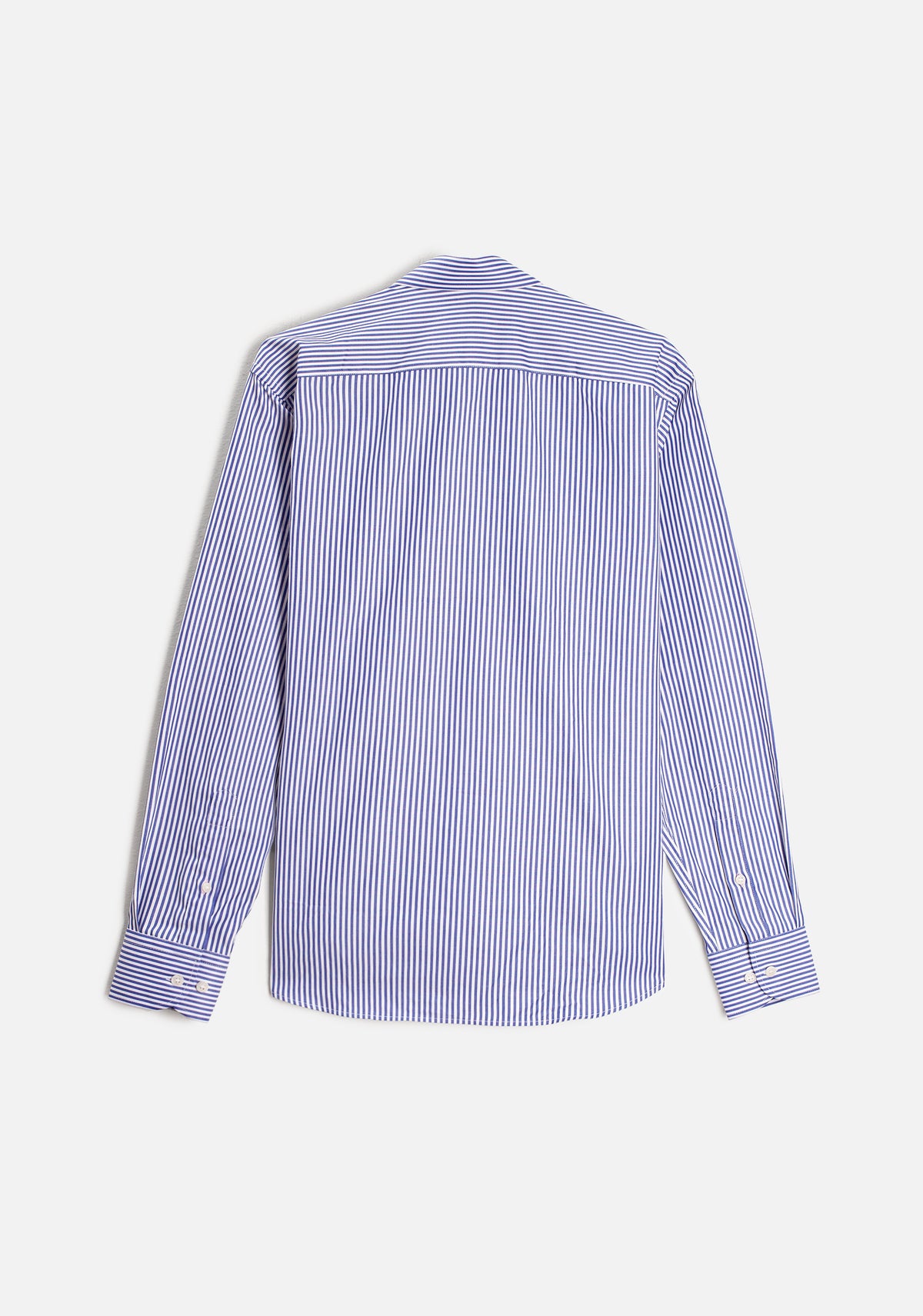 Camisa para hombre a rayas color azul oscuro de 100% algodón vista posterior
