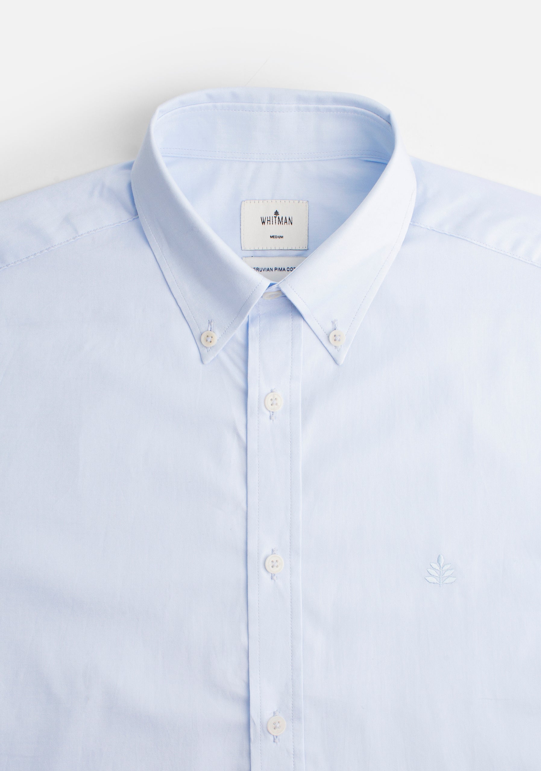 Camisa para hombre color azul 100% algodón detalle cuello