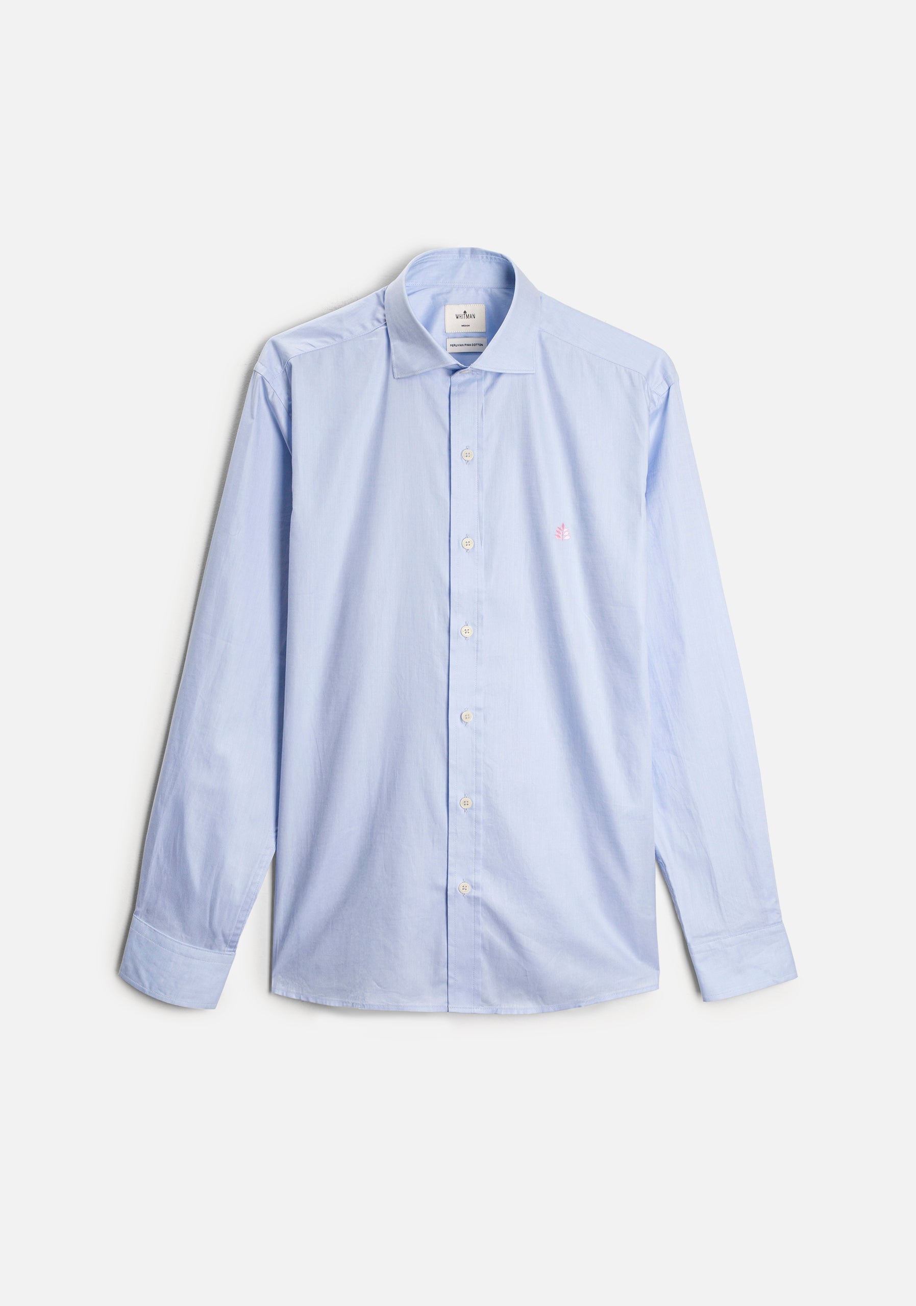 Camisa para hombre color azul 100% algodón vista frontal