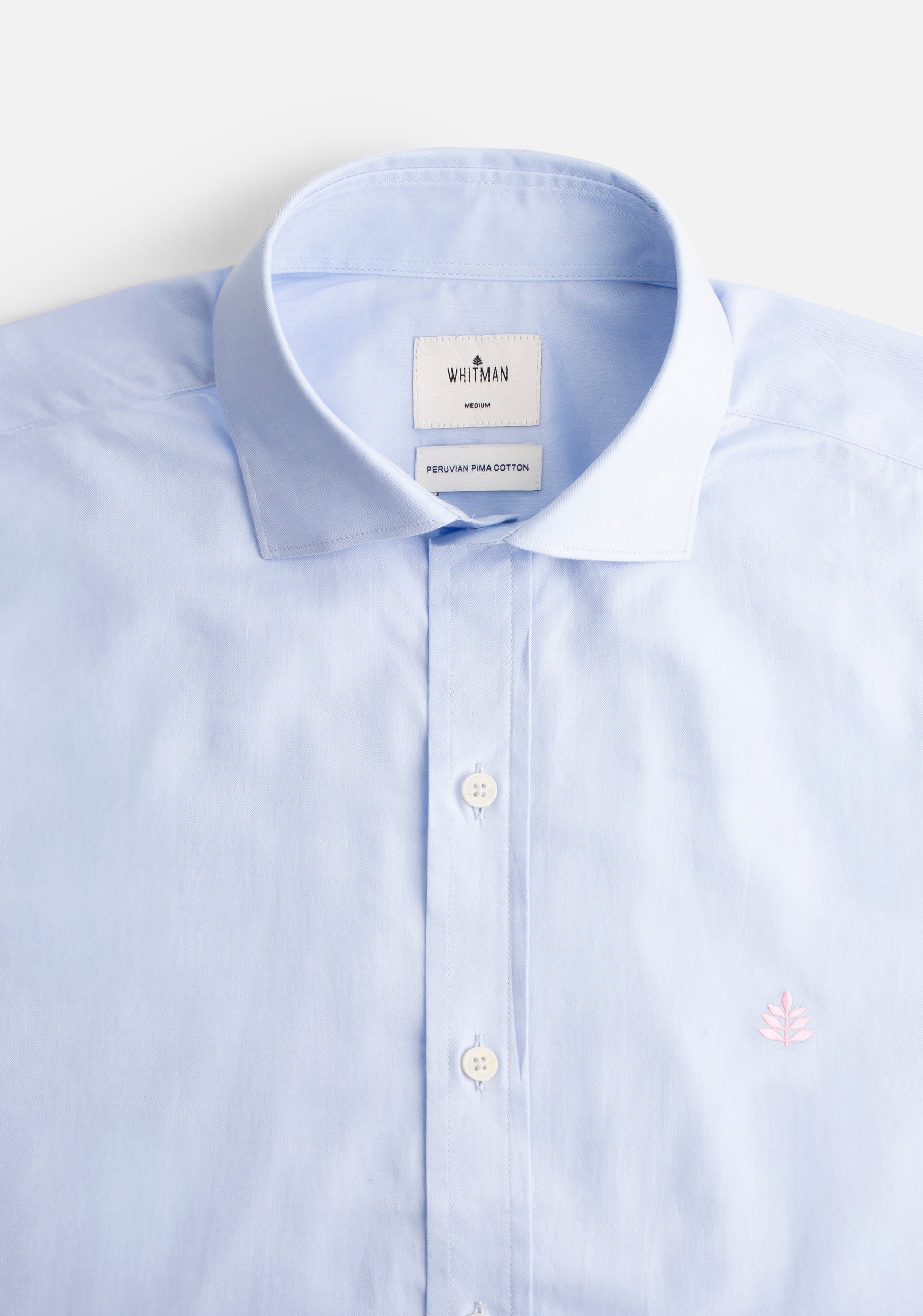 Camisa para hombre color azul 100% algodón detalle cuello