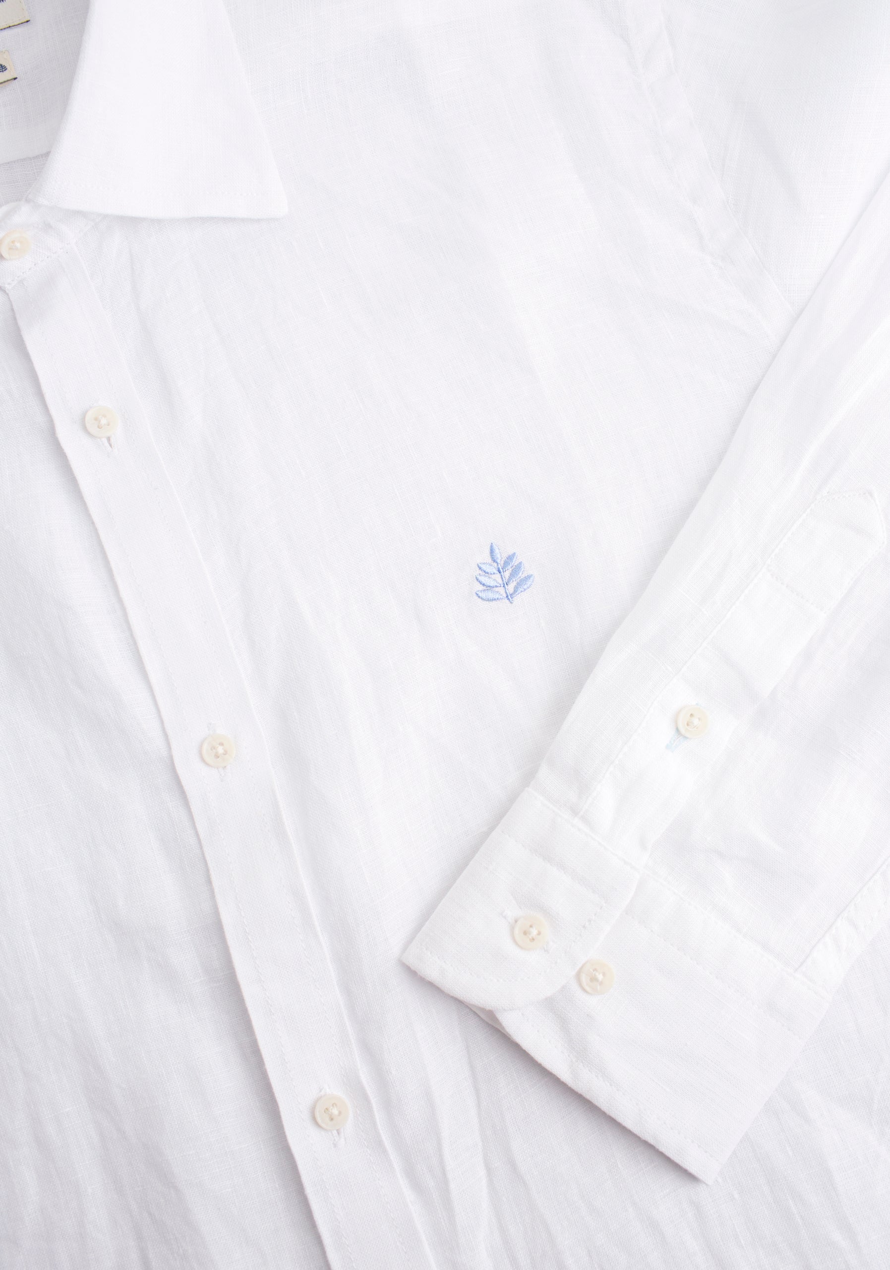 Camisa H CI Lino L-Azl Blanco