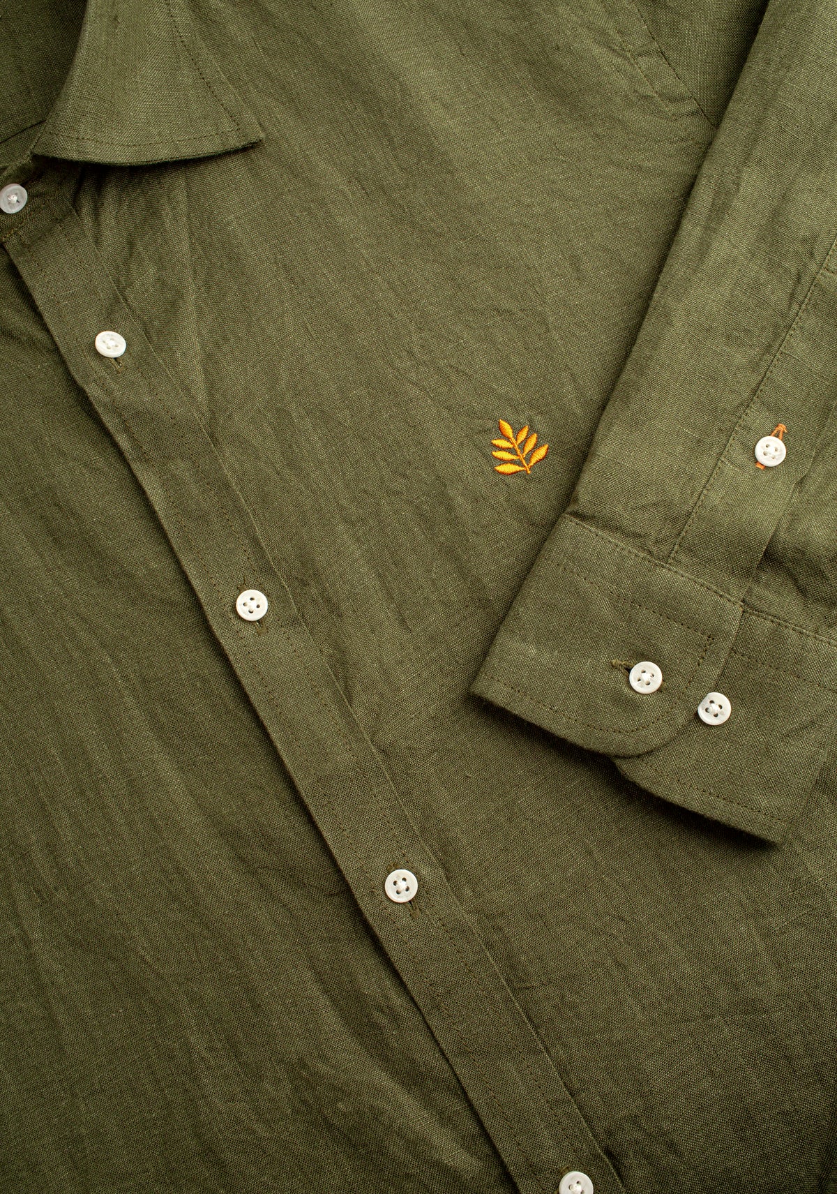 Camisa H CI Lino L-Ter Verde Olive
