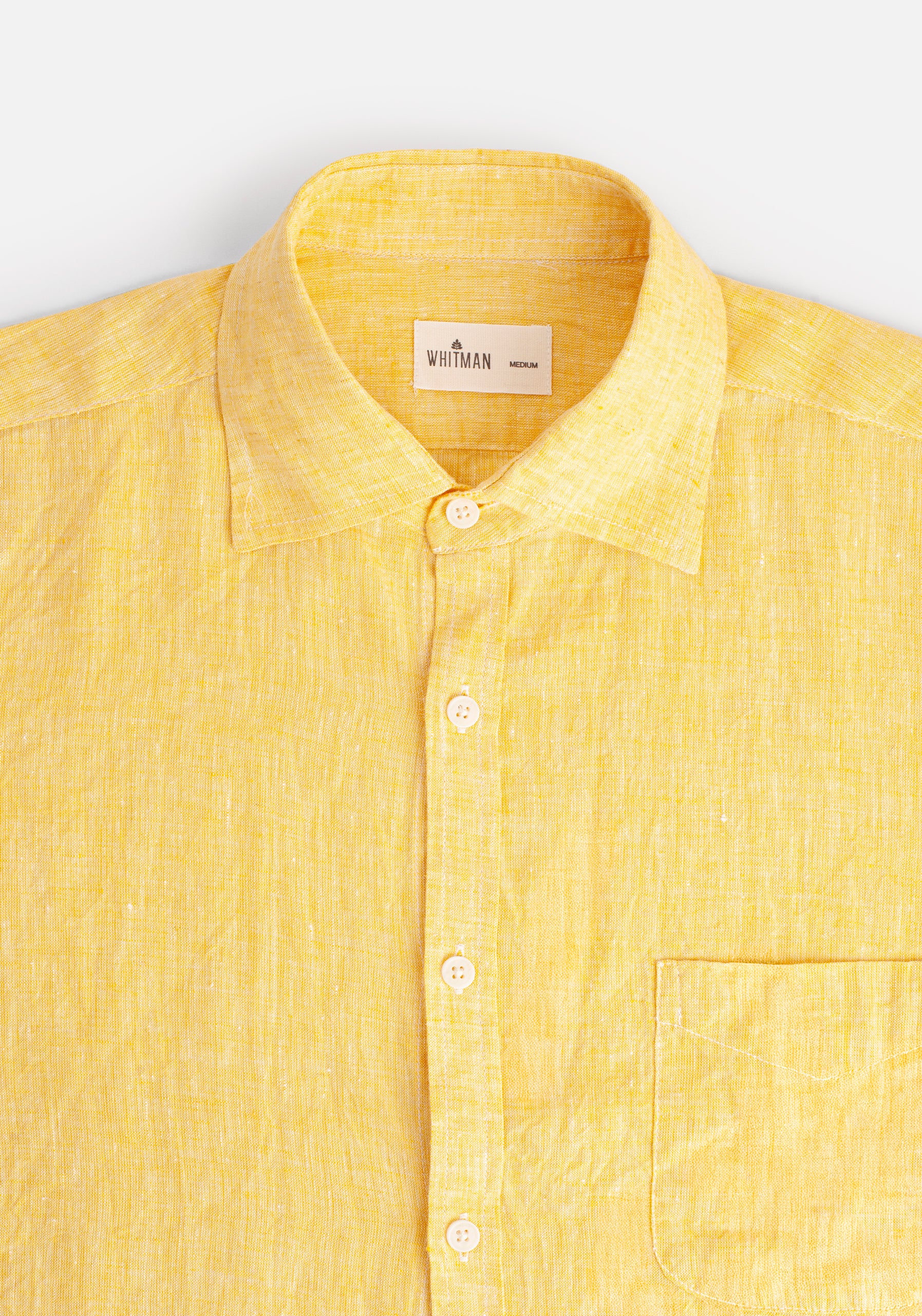 Camisa H CI Lino Unicolor Bols. Amarillo Med.