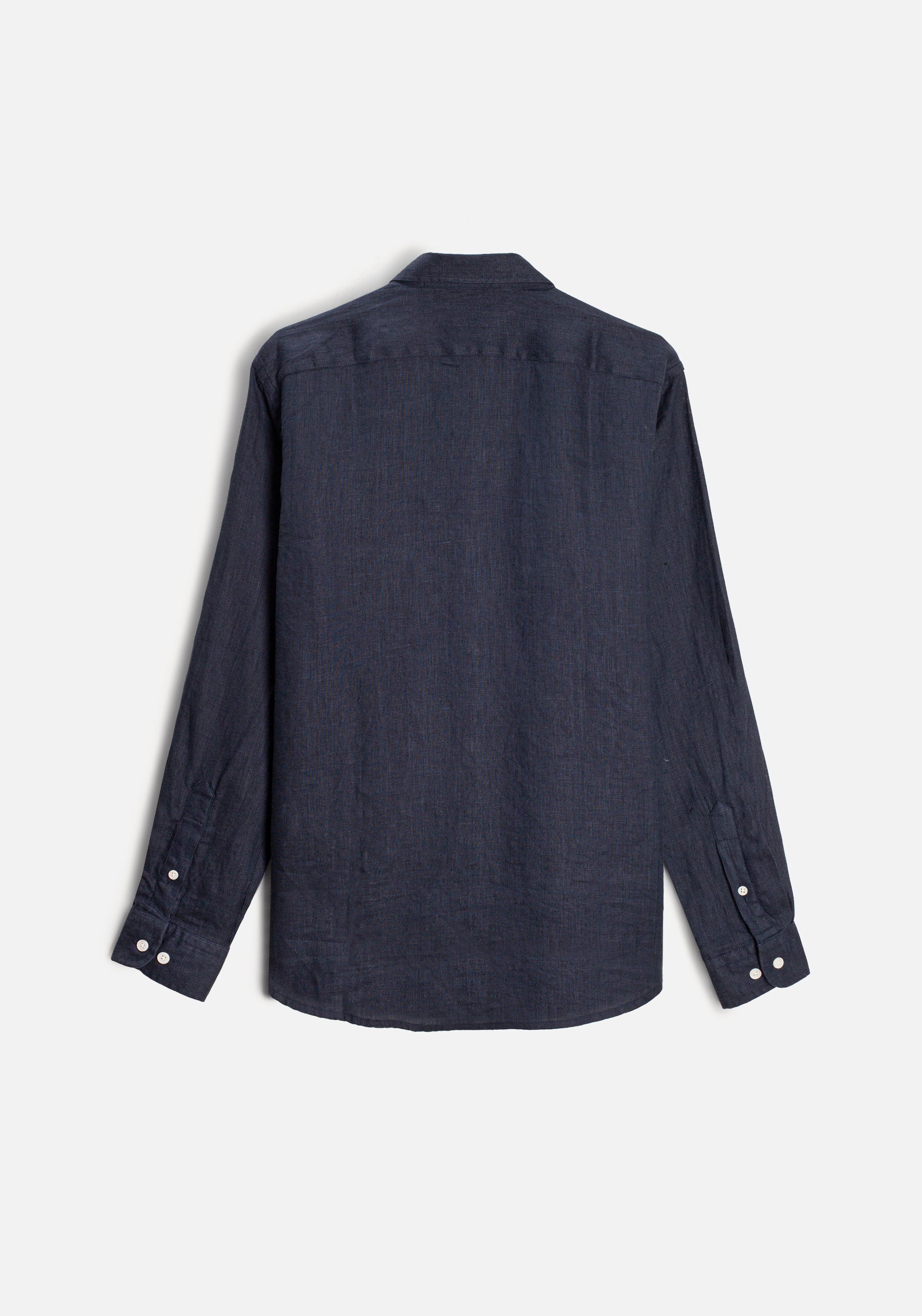 Camisa H CI Lino Unicolor Bols Azul Osc