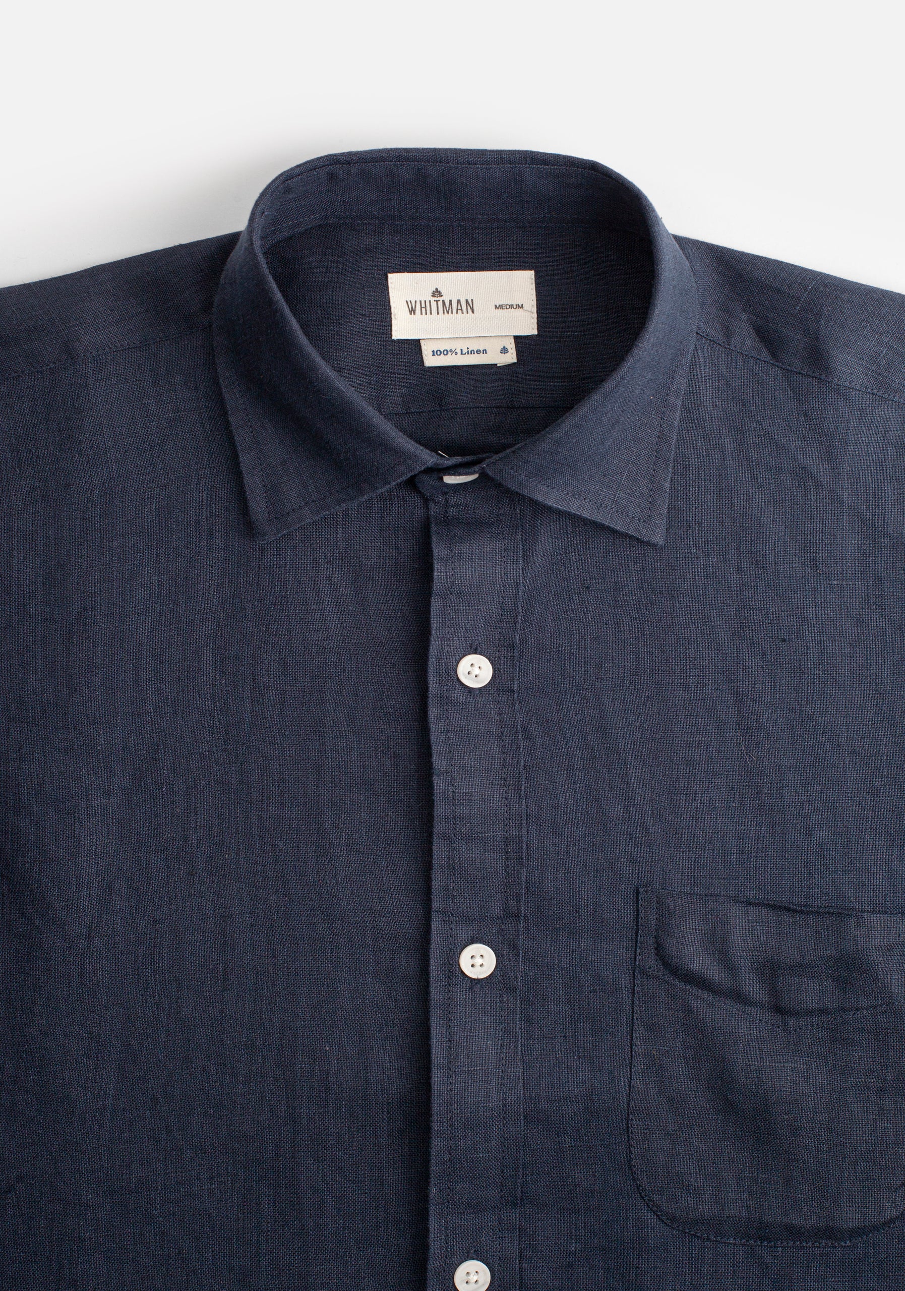 Camisa H CI Lino Unicolor Bols Azul Osc