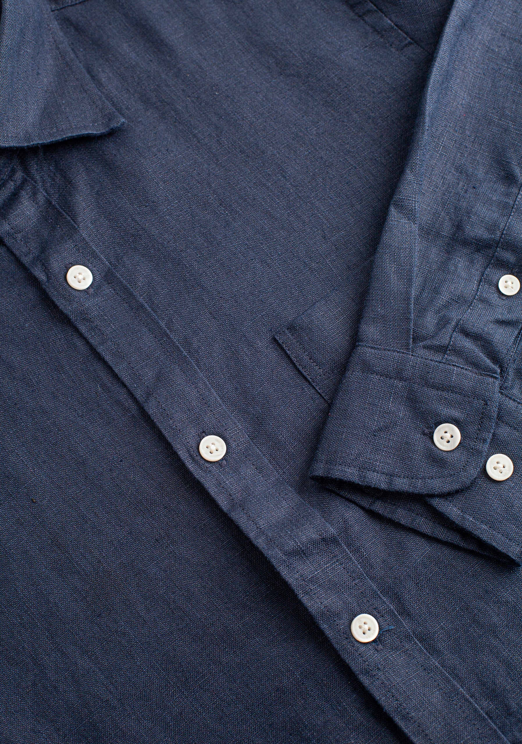 Camisa H CI Lino Unicolor Bols. Azul Osc