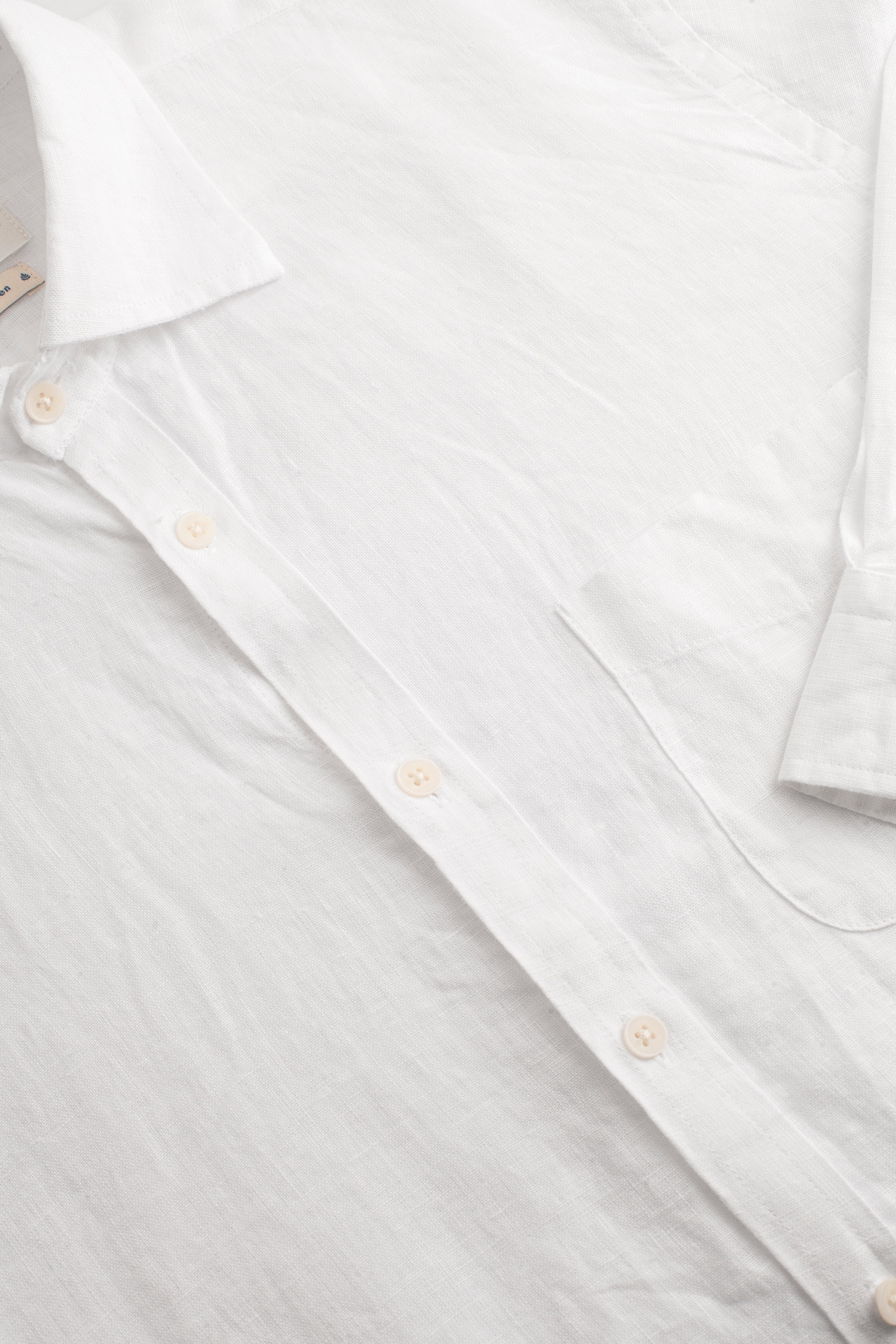 Camisa H CI Lino Unicolor Bols Blanco