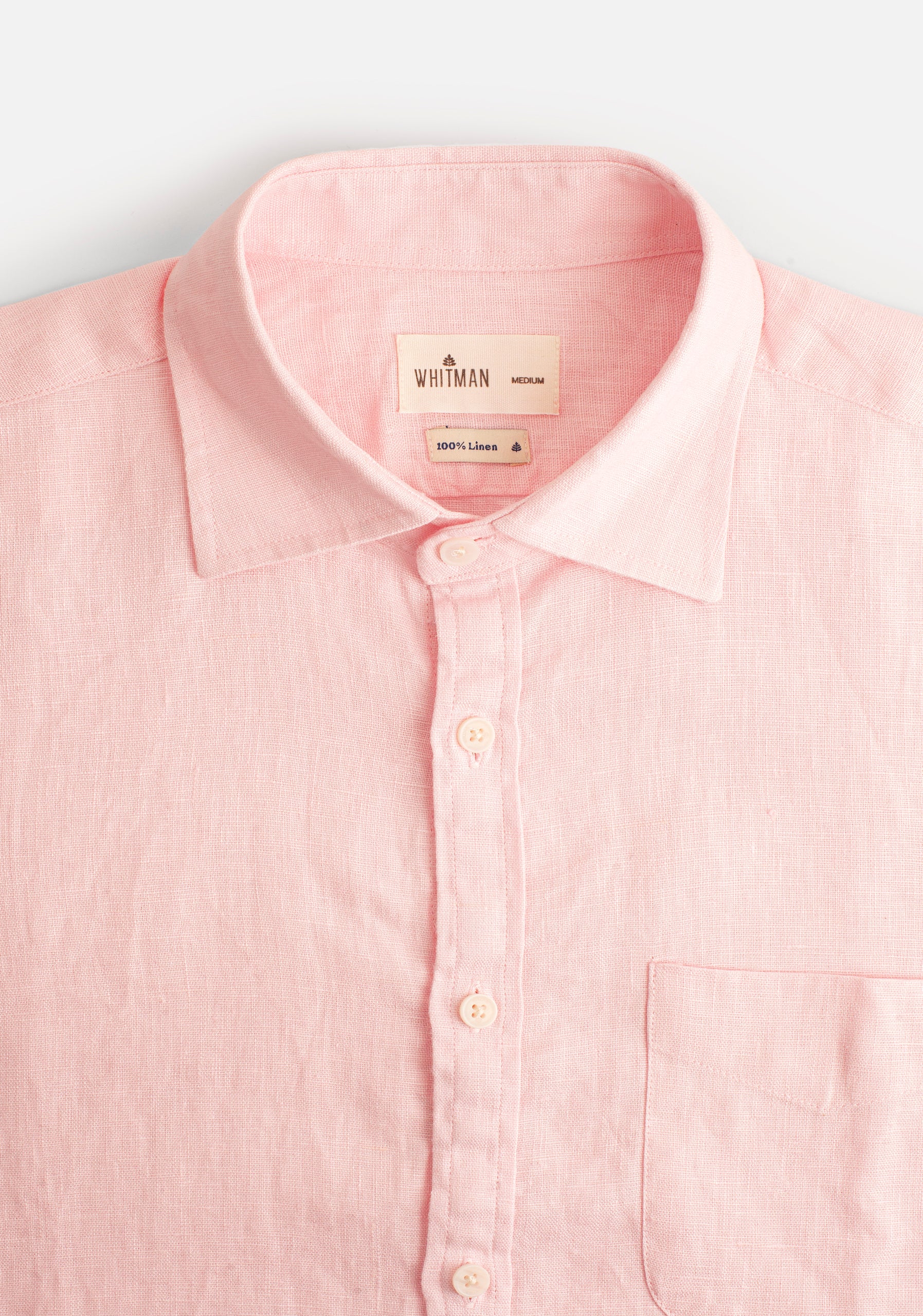 Camisa H CI Lino Unicolor Bols Rosado Claro