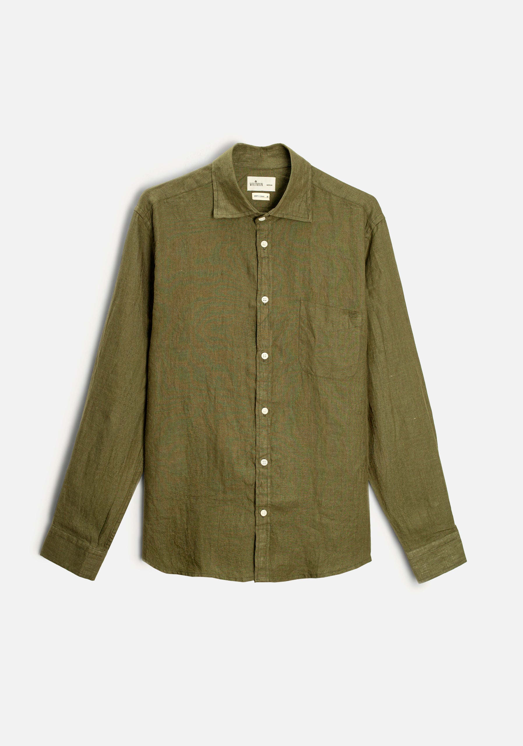 Camisa H CI Lino Unicolor Bols. Verde Olive
