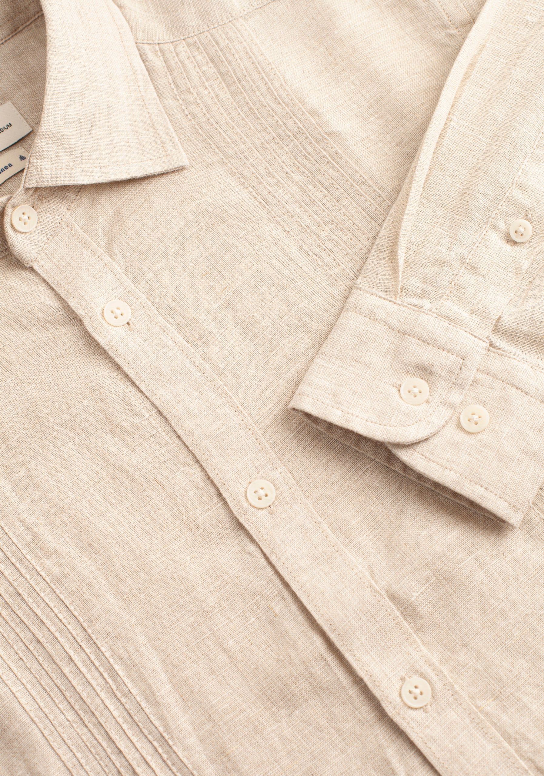 Camisa H Cachao Guayabera Unicolor  Avena